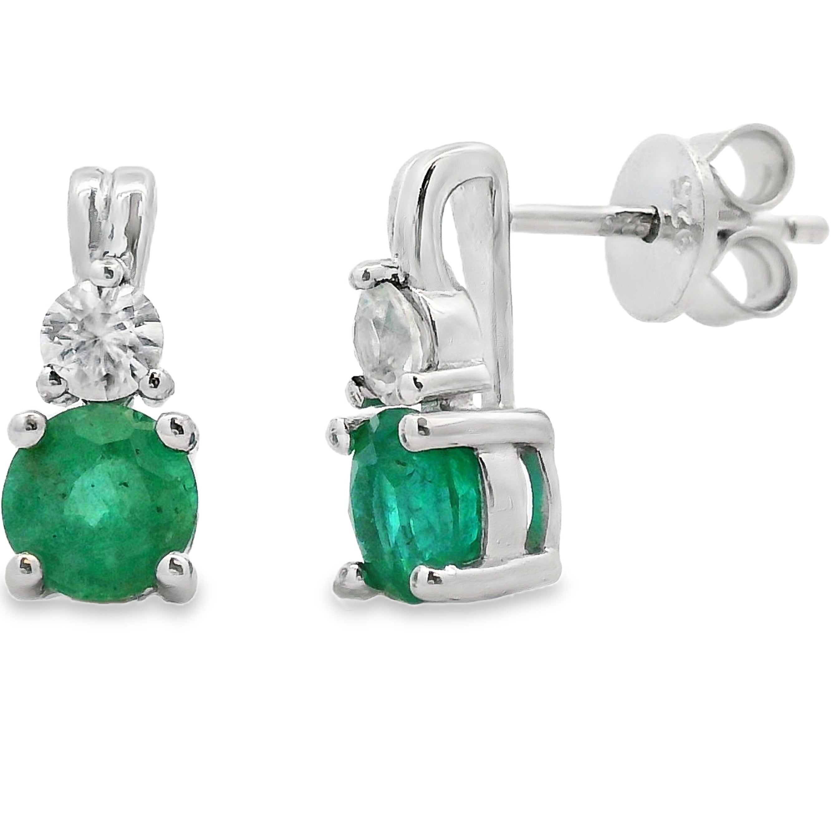 Natural 1.32ct Emerald Zircon Earrings Sterling Silver