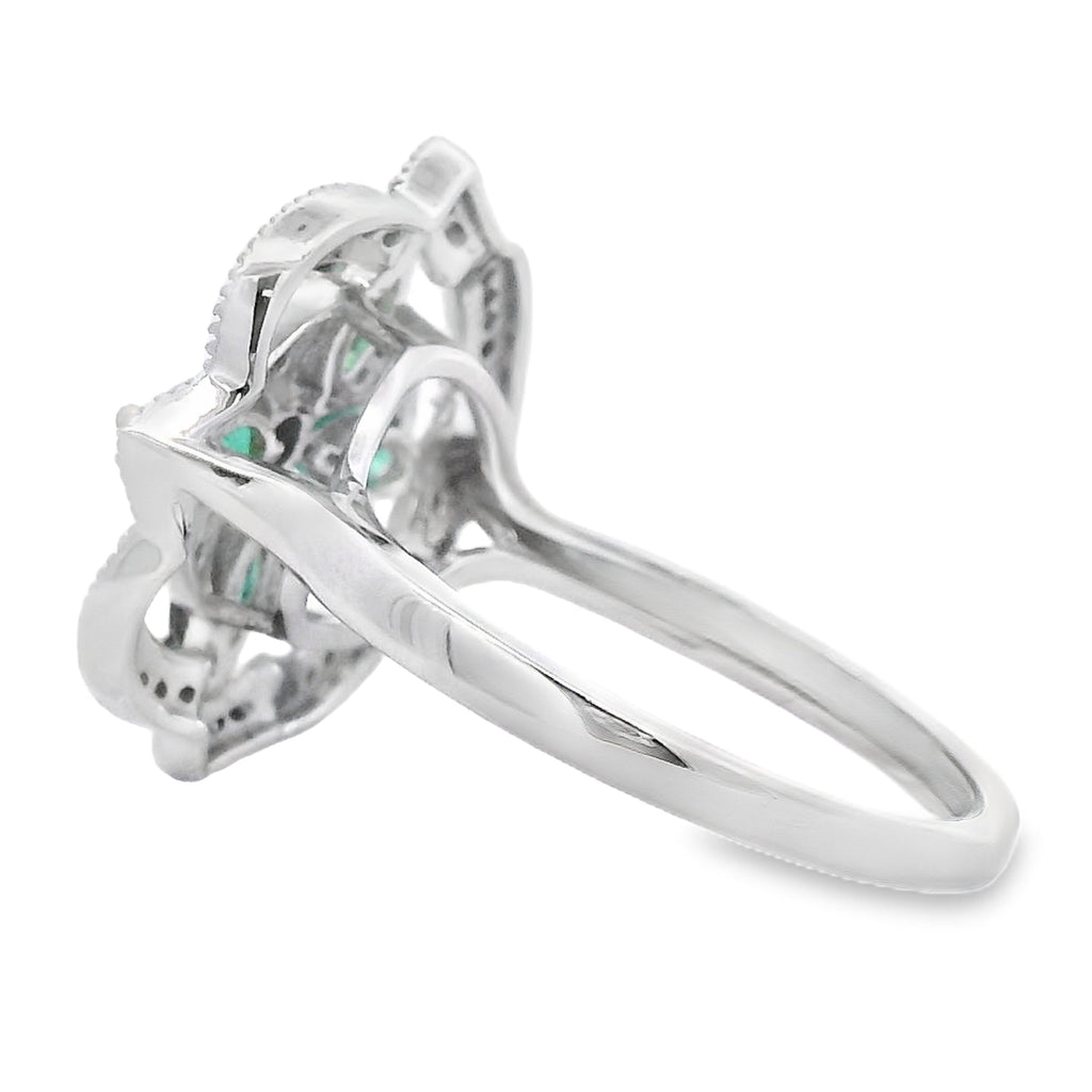 Genuine .69ct Emerald Diamond Ring 14KT White Gold