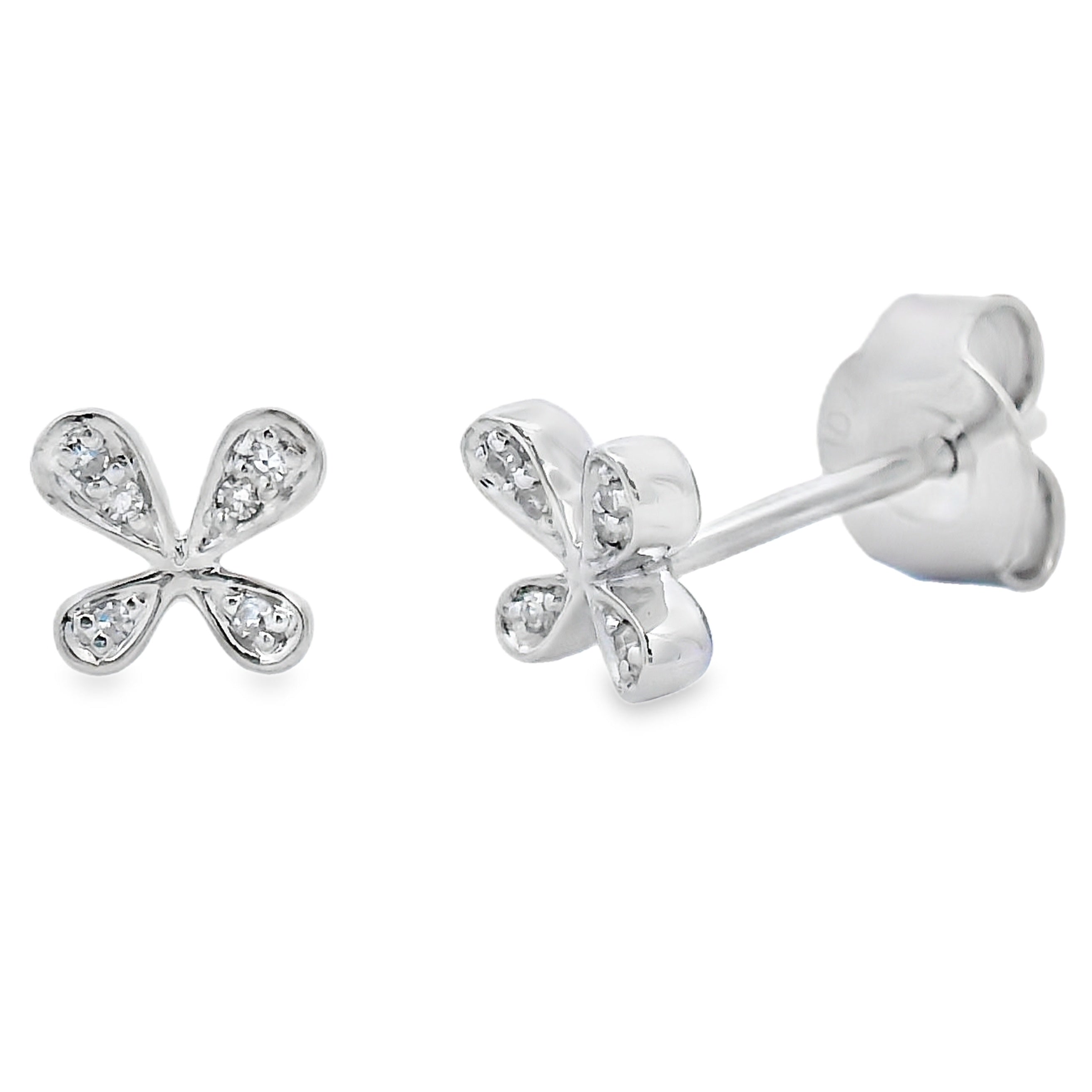 Natural .03ct Diamond Earrings 10KT White Gold