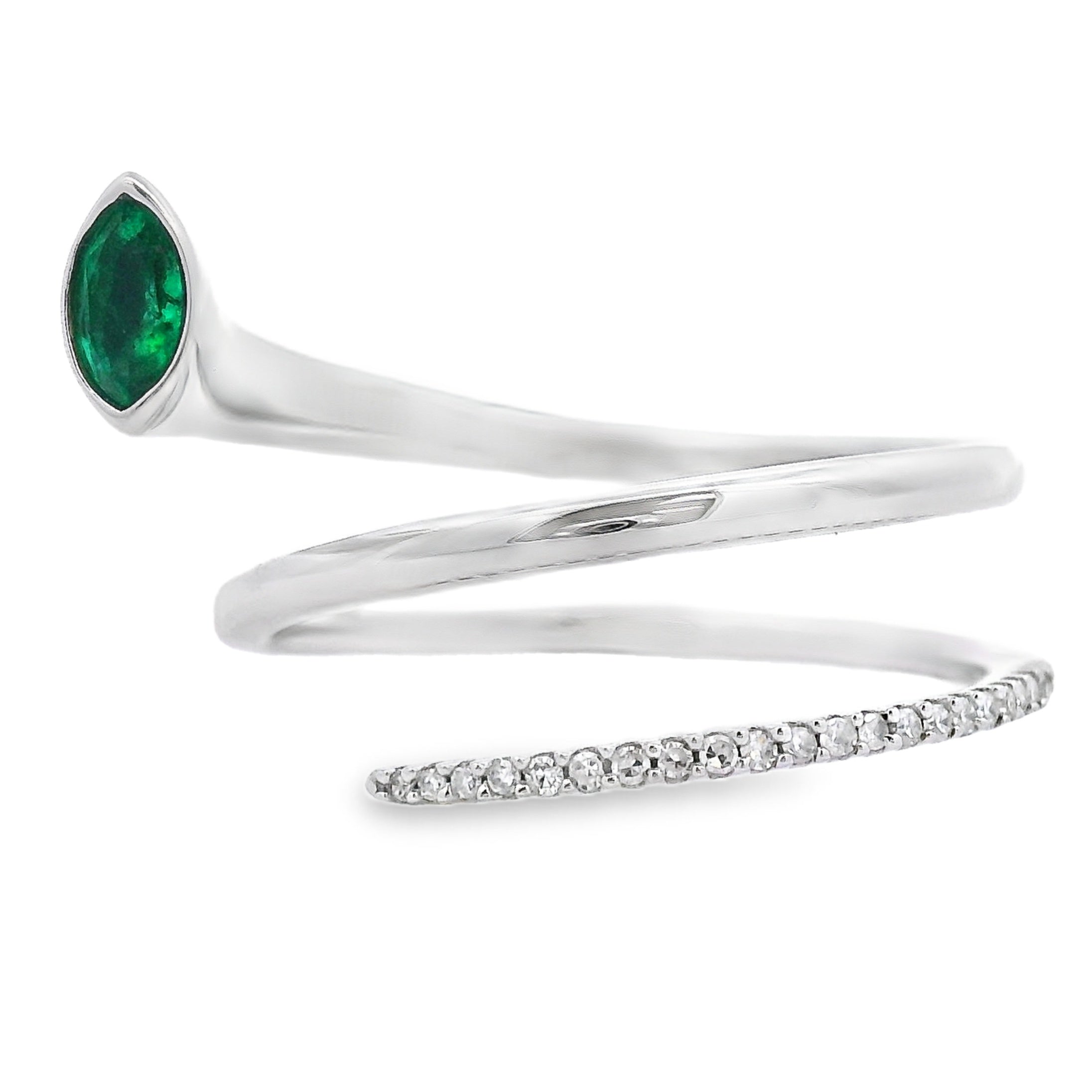Genuine .75ct Emerald Diamond Ring 14KT White Gold
