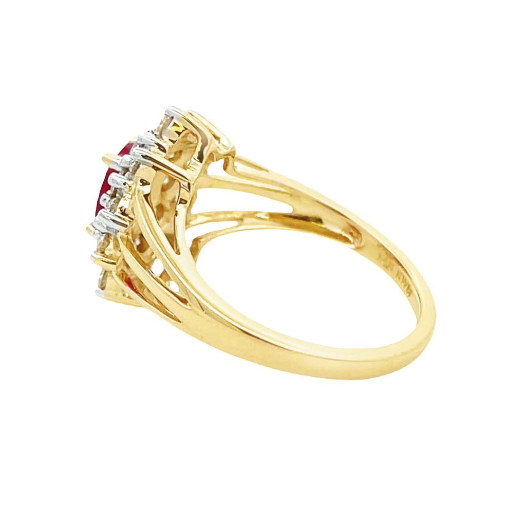 Genuine 1.65ct Ruby Diamond Ring 14KT Yellow Gold