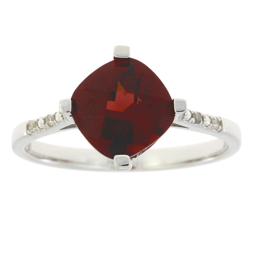 Natural 1.25ct Garnet Diamond Ring 10KT White Gold