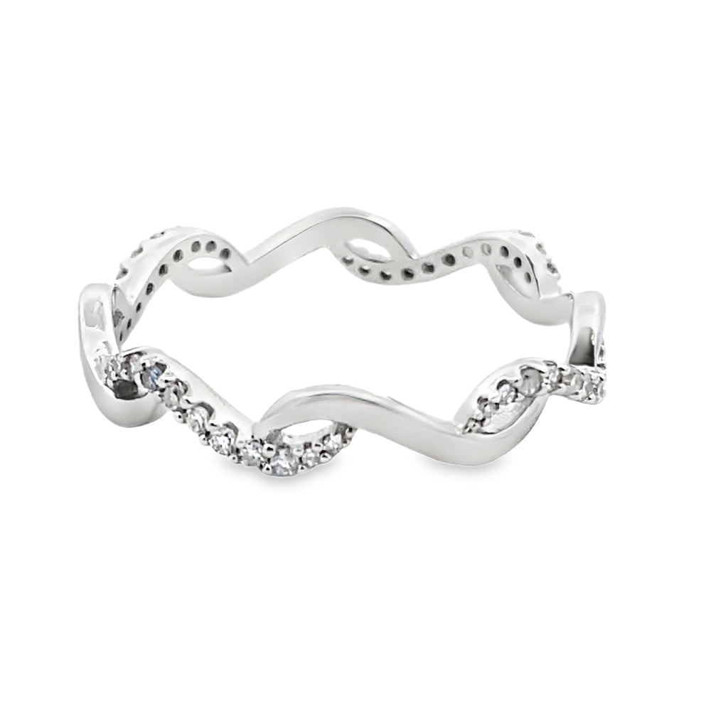 Genuine .17ct Diamond Wedding Band Ring 14KT White Gold