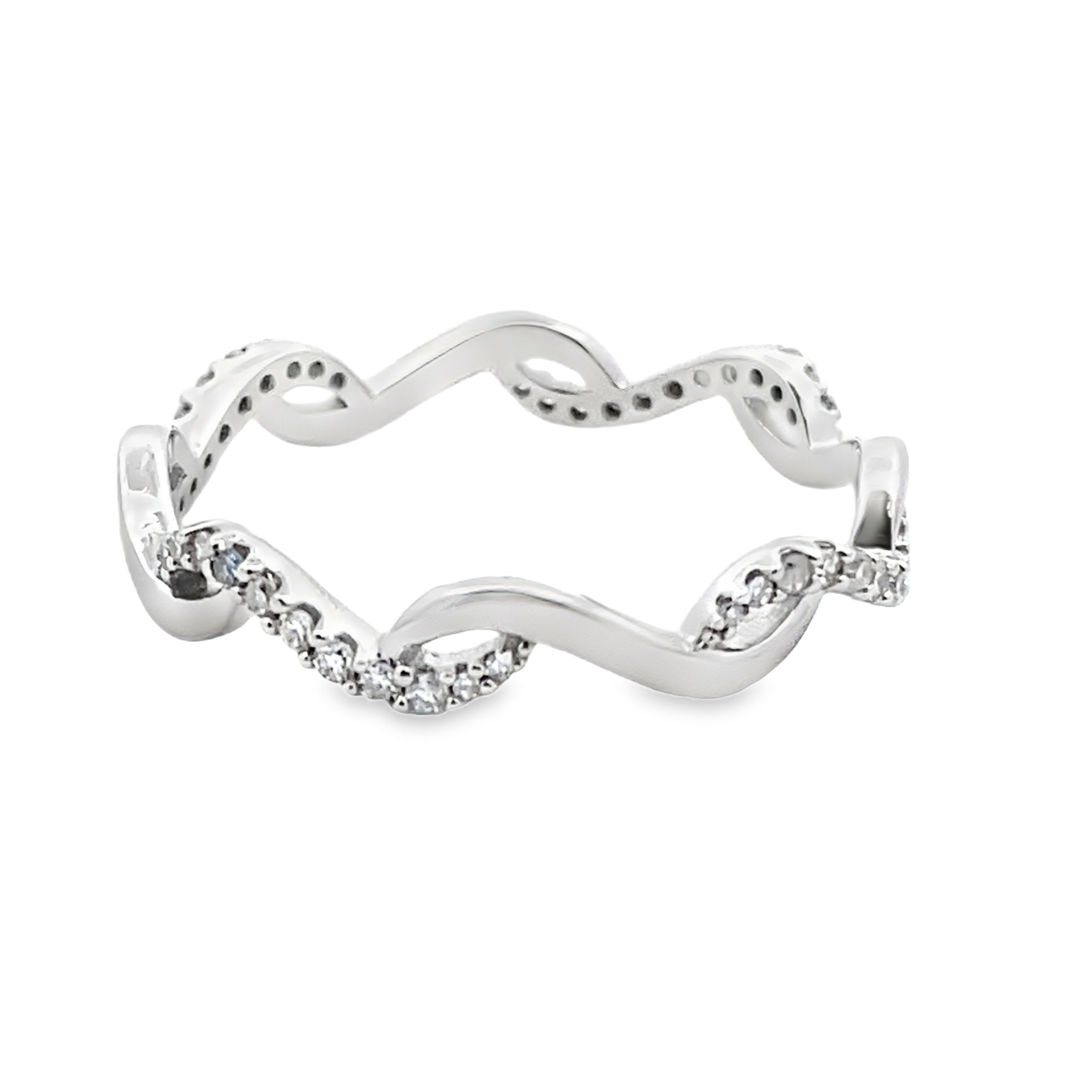Genuine .17ct Diamond Wedding Band Ring 14KT White Gold