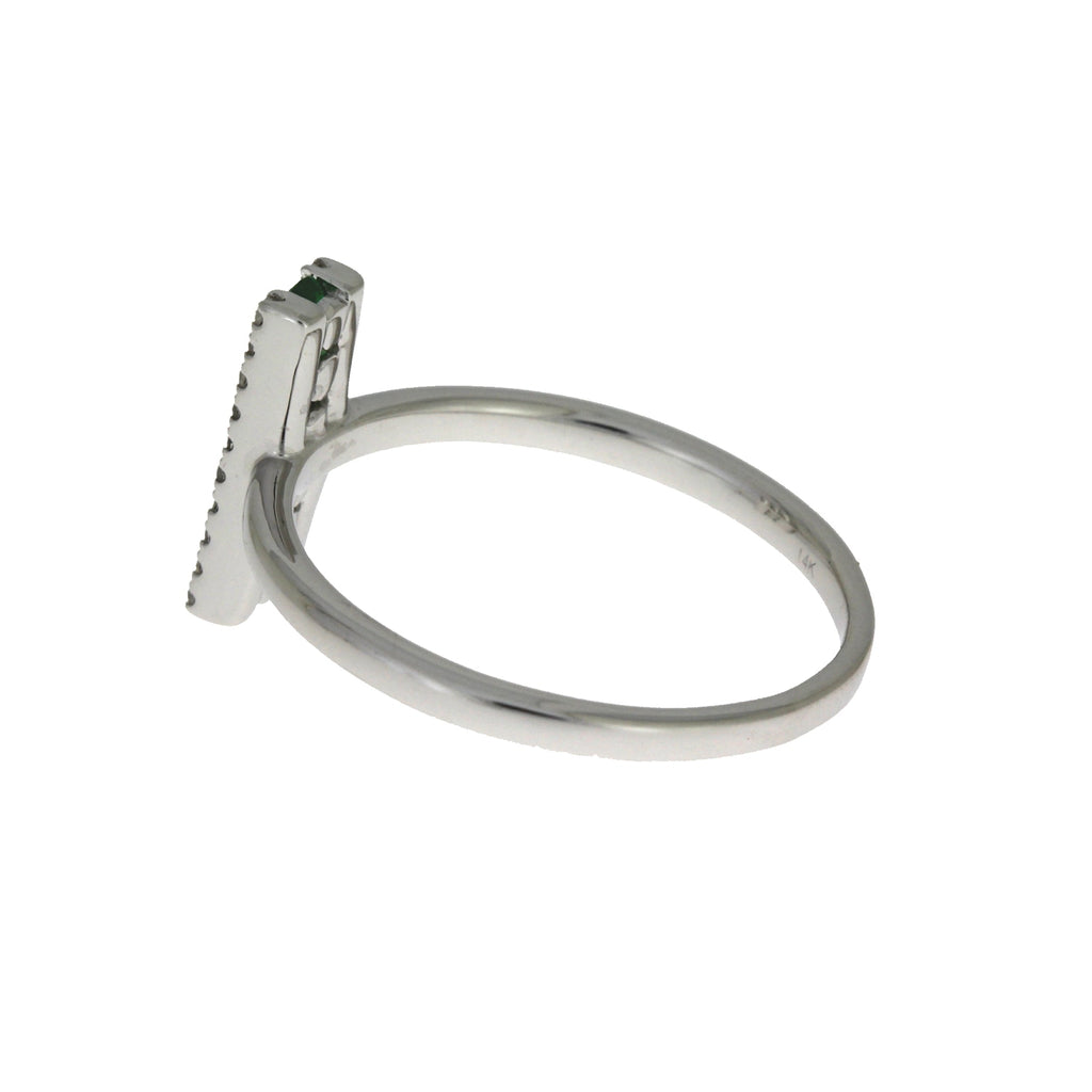 Natural .25ct Emerald Diamond Ring 14KT White Gold