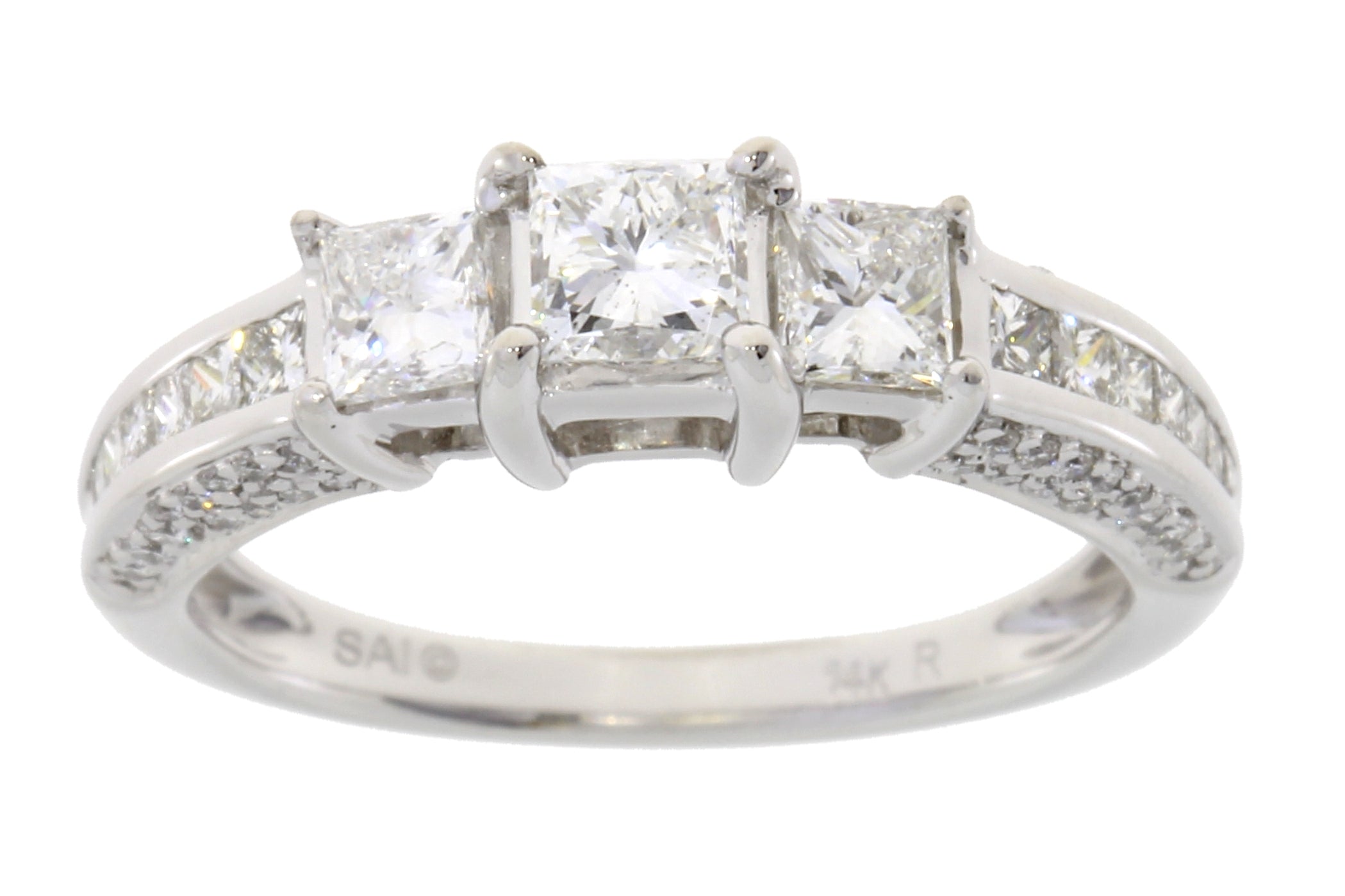 Genuine 1.50ct Diamond 3 Stone Ring 14KT White Gold