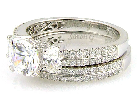 Natural 1.05ct Engagement Ring Set 18KT White Gold