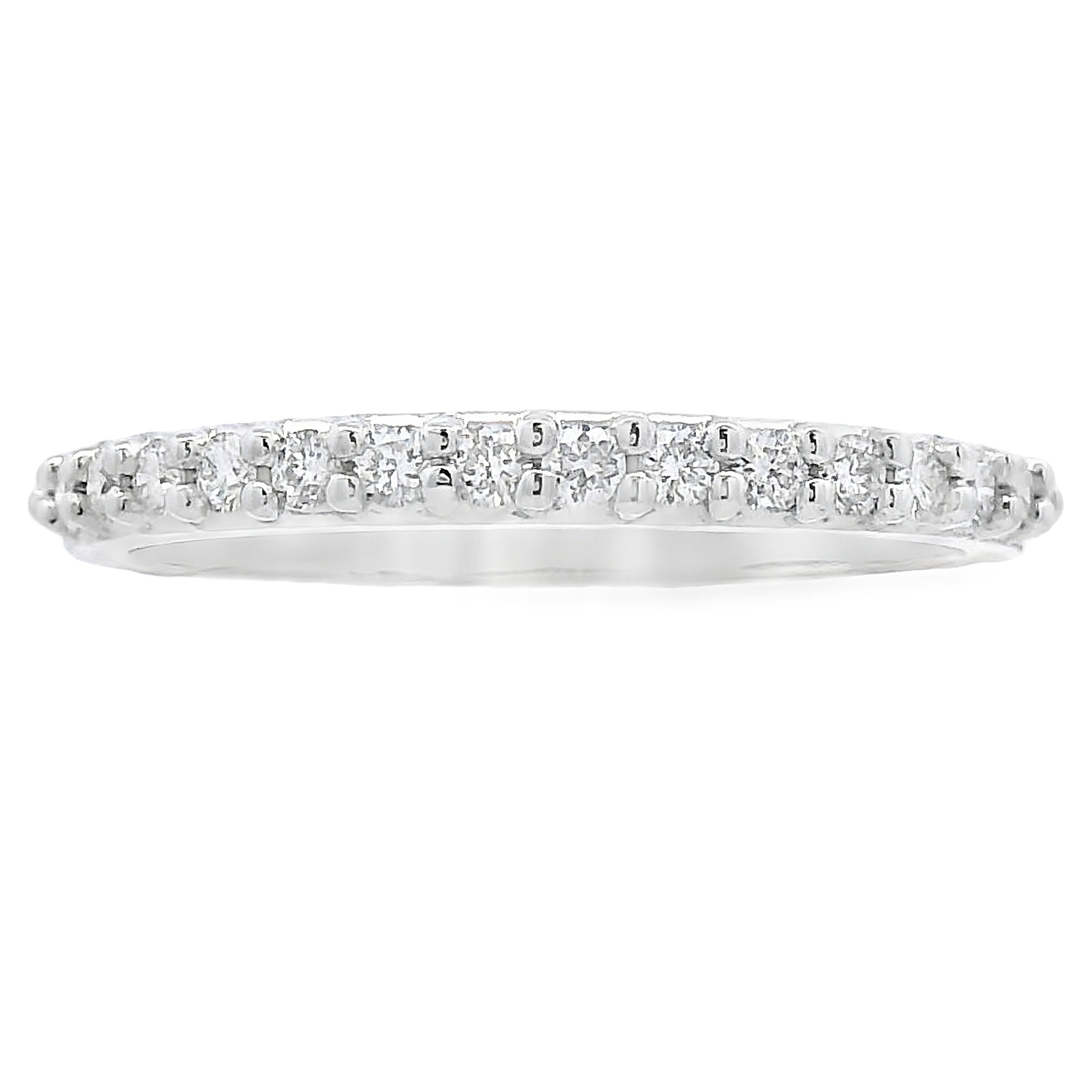 Natural .25ct Diamond Wedding Band Ring 14KT White Gold