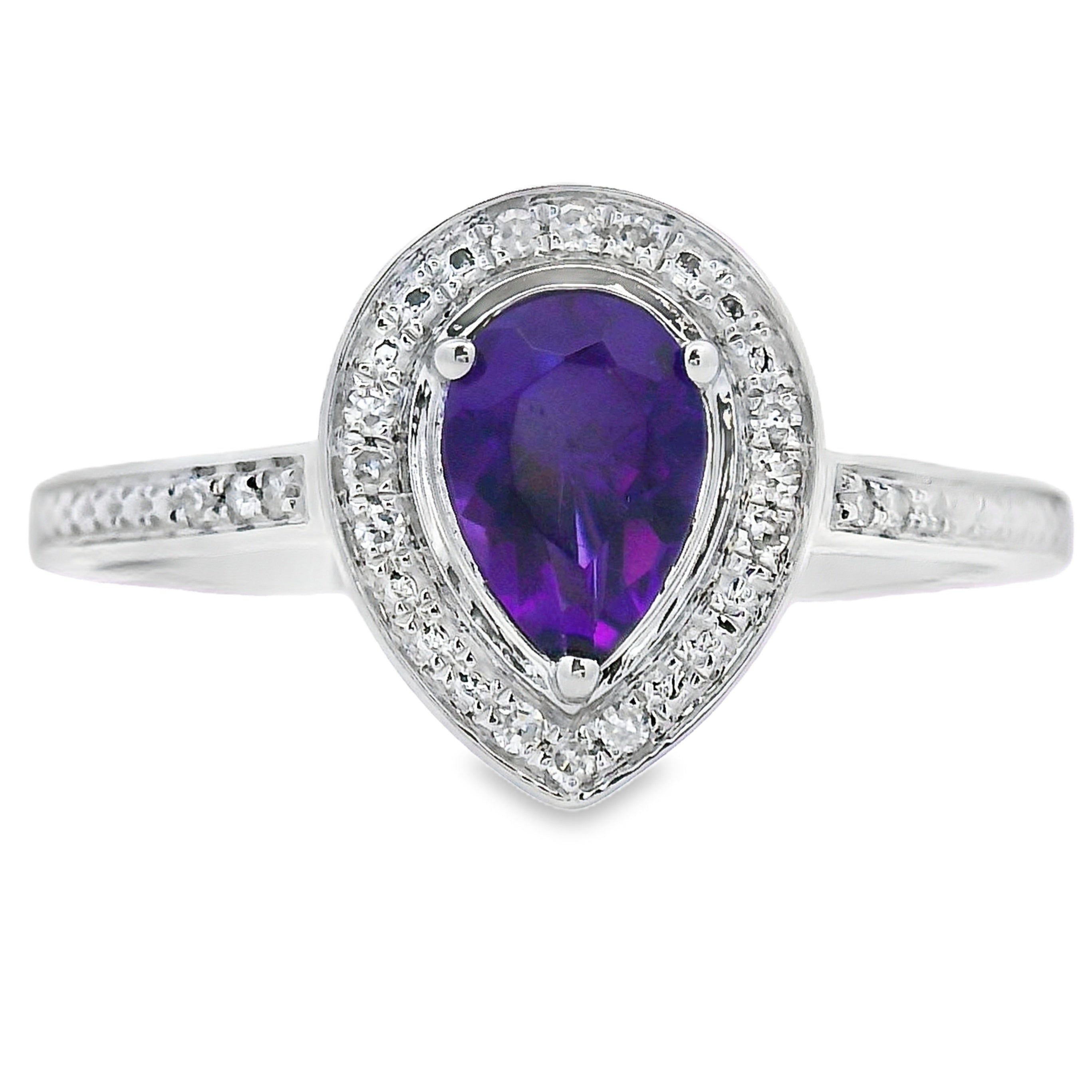 Natural .42ct Amethyst Diamond Ring 10KT White Gold