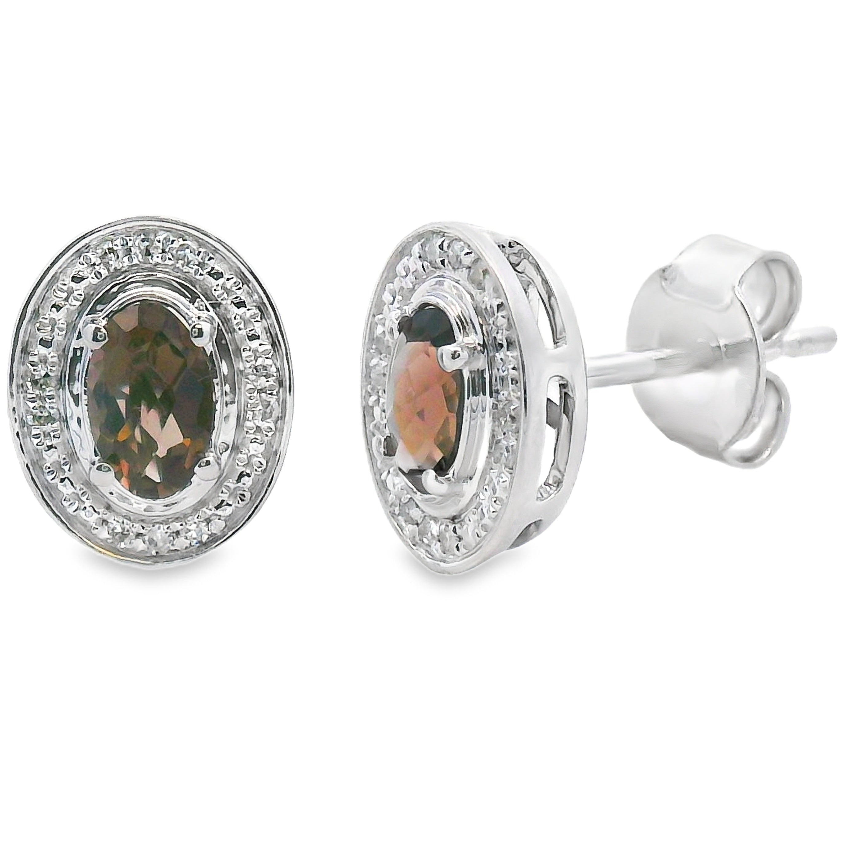 Genuine .45ct Quartz Diamond Earrings 10KT White Gold