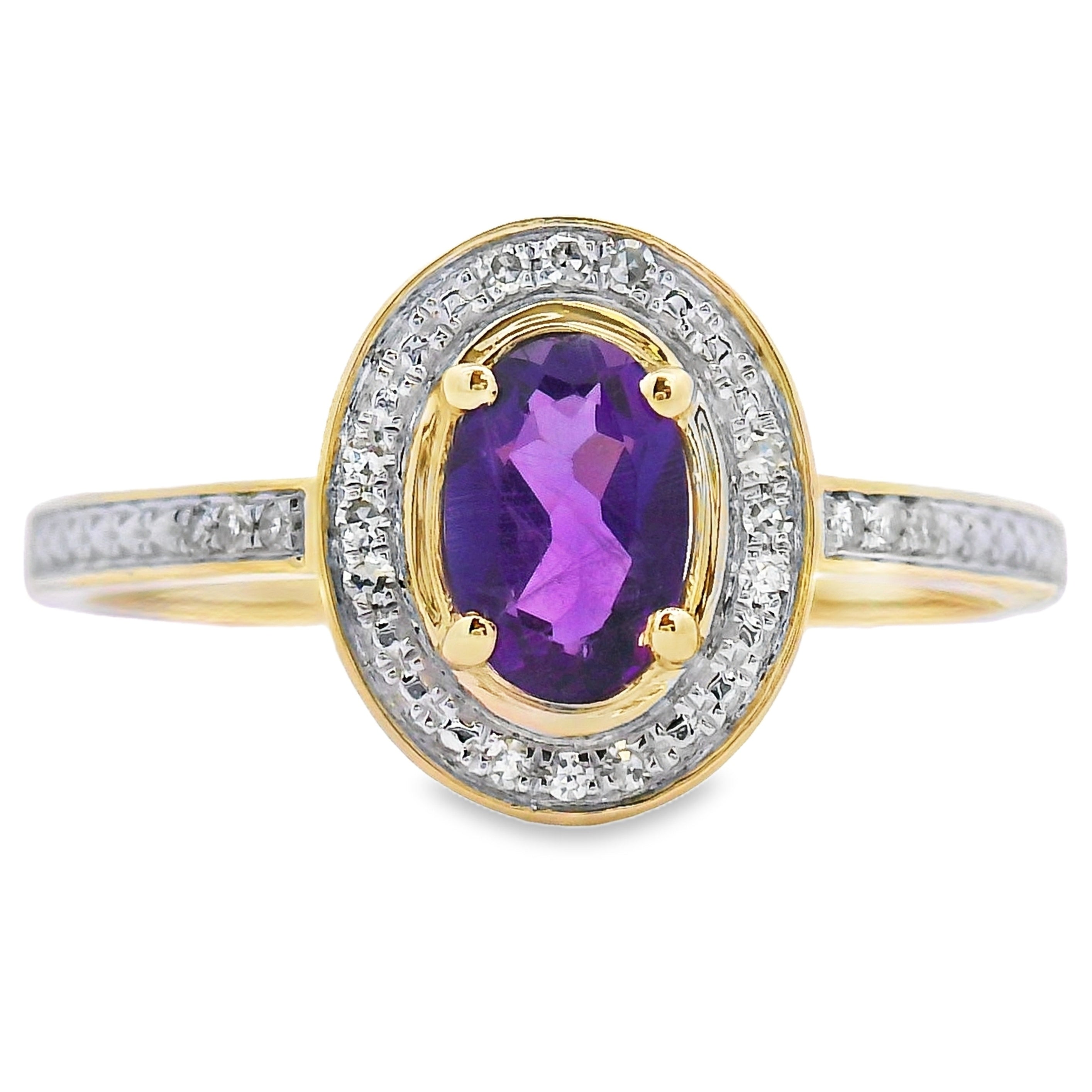 Natural .48ct Amethyst Diamond Ring 10KT Yellow Gold