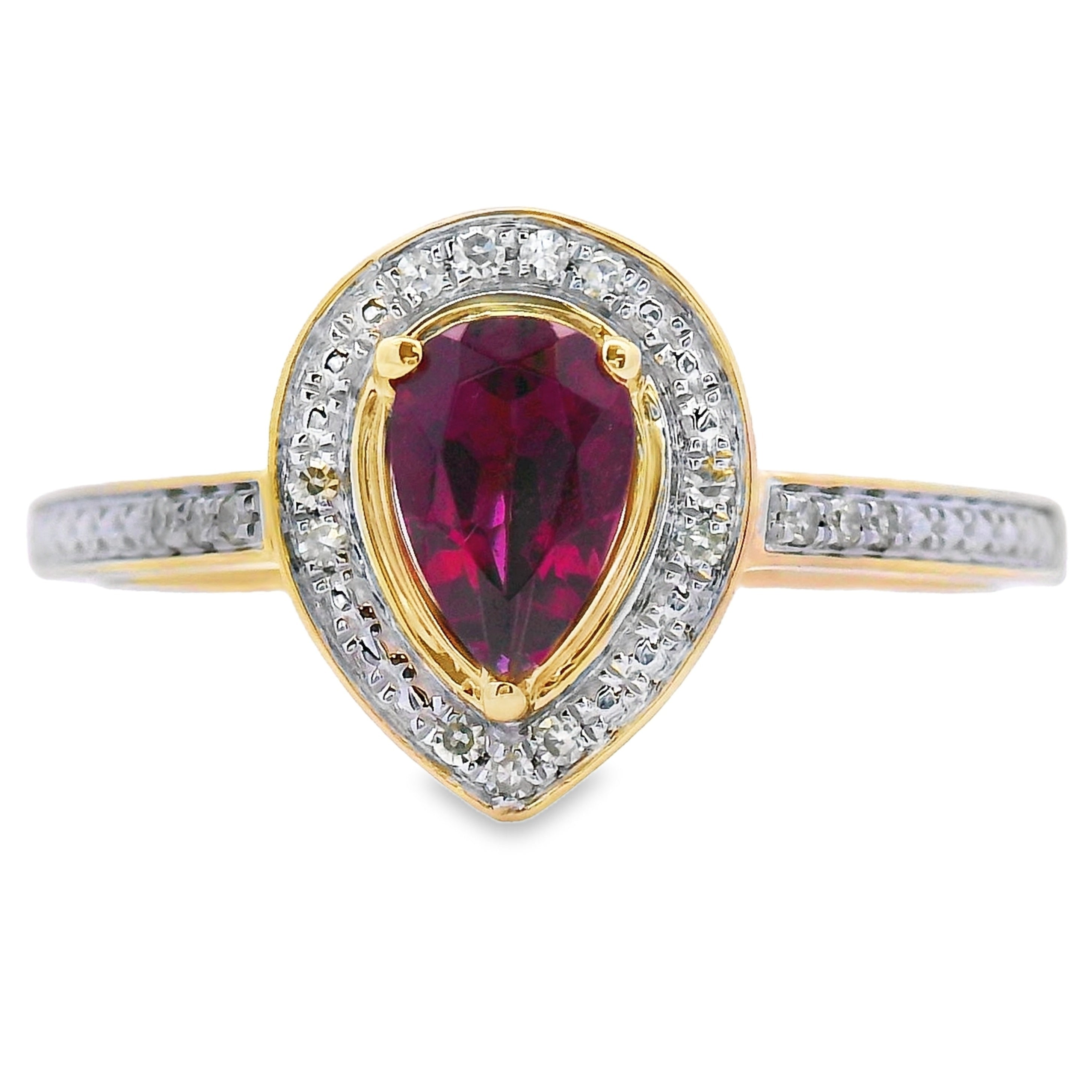 Genuine .56ct Garnet Diamond Ring 10KT Yellow Gold