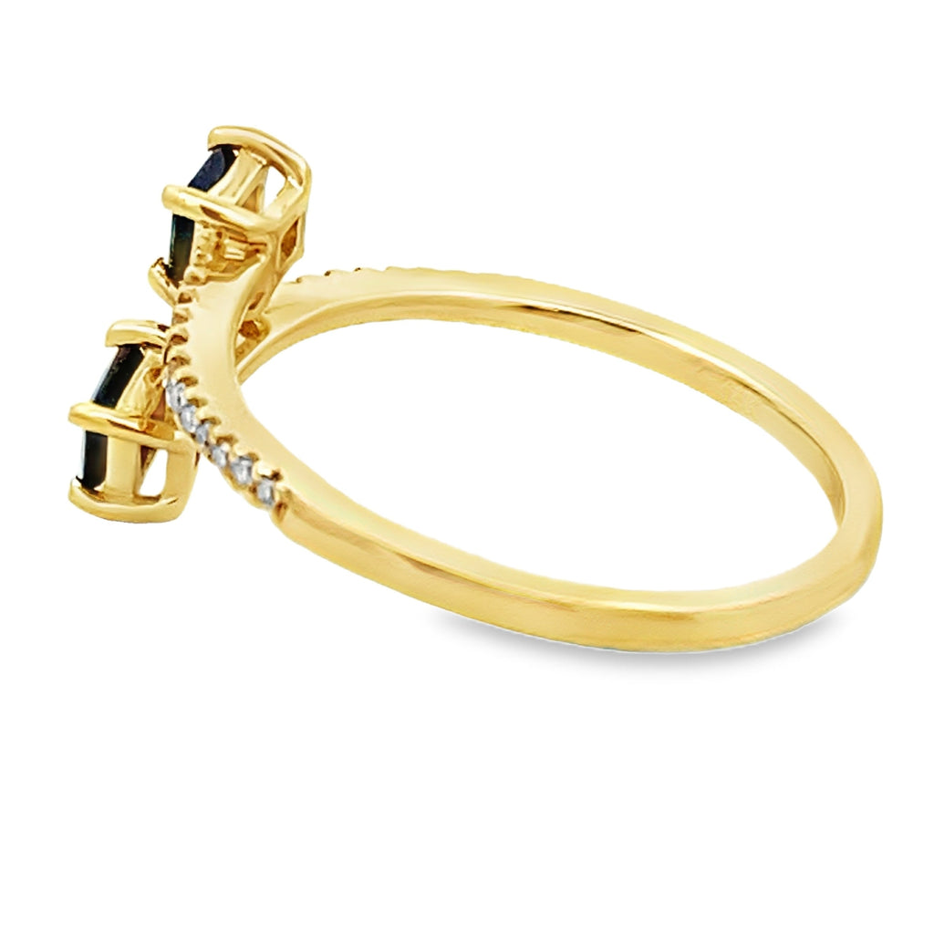 Genuine .61ct Sapphire Diamond Ring 14KT Yellow Gold