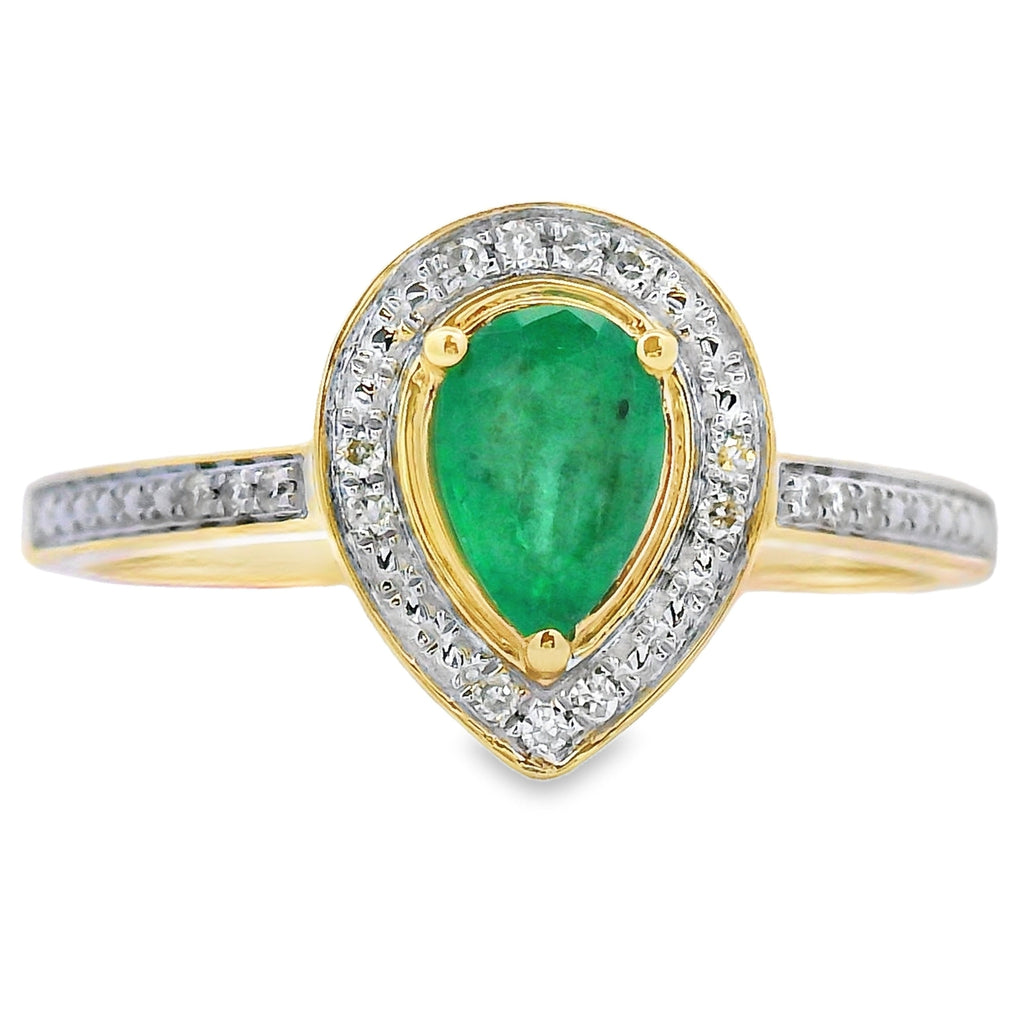 Natural .42ct Emerald Diamond Ring 10KT Yellow Gold
