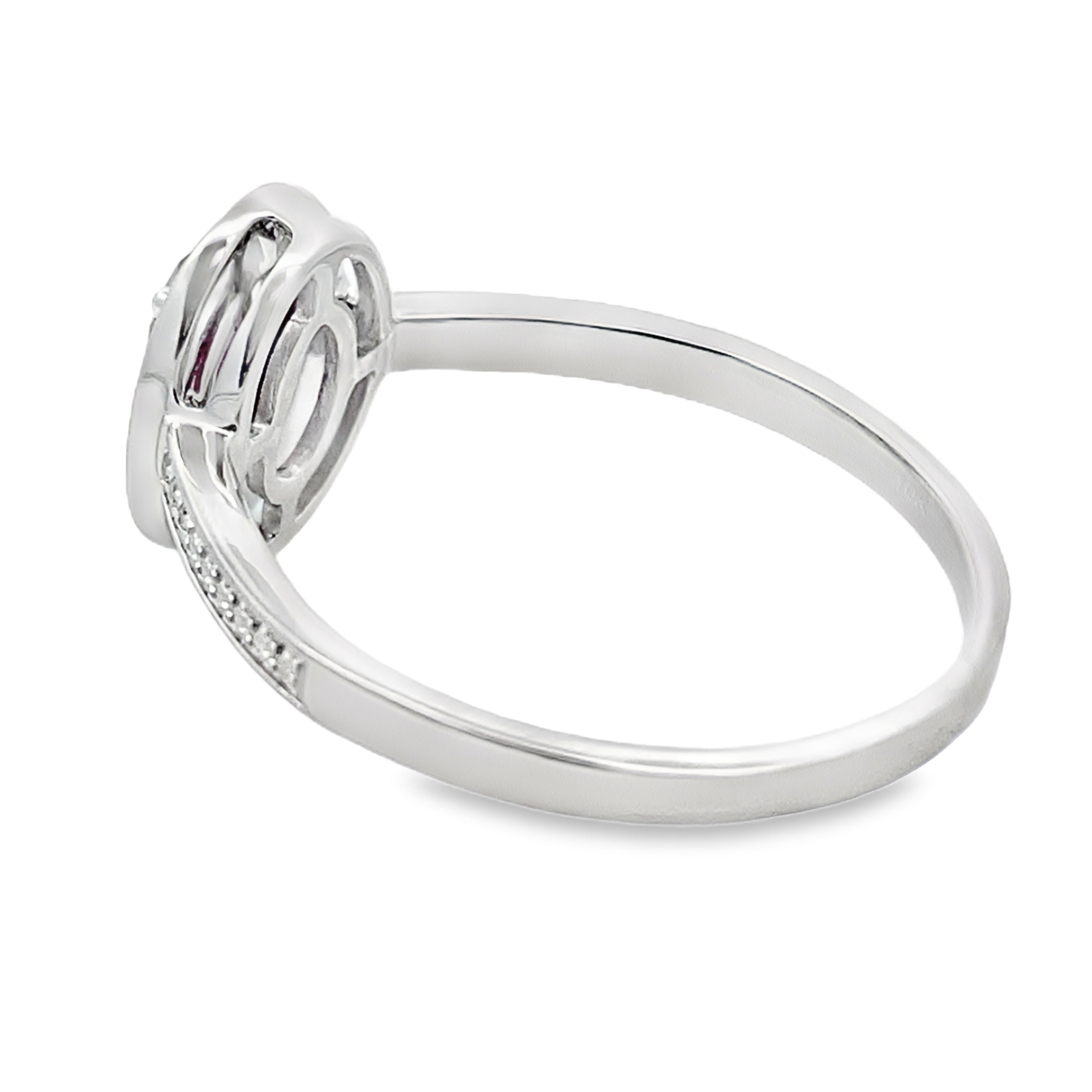 Genuine .62ct Garnet Diamond Ring 10KT White Gold