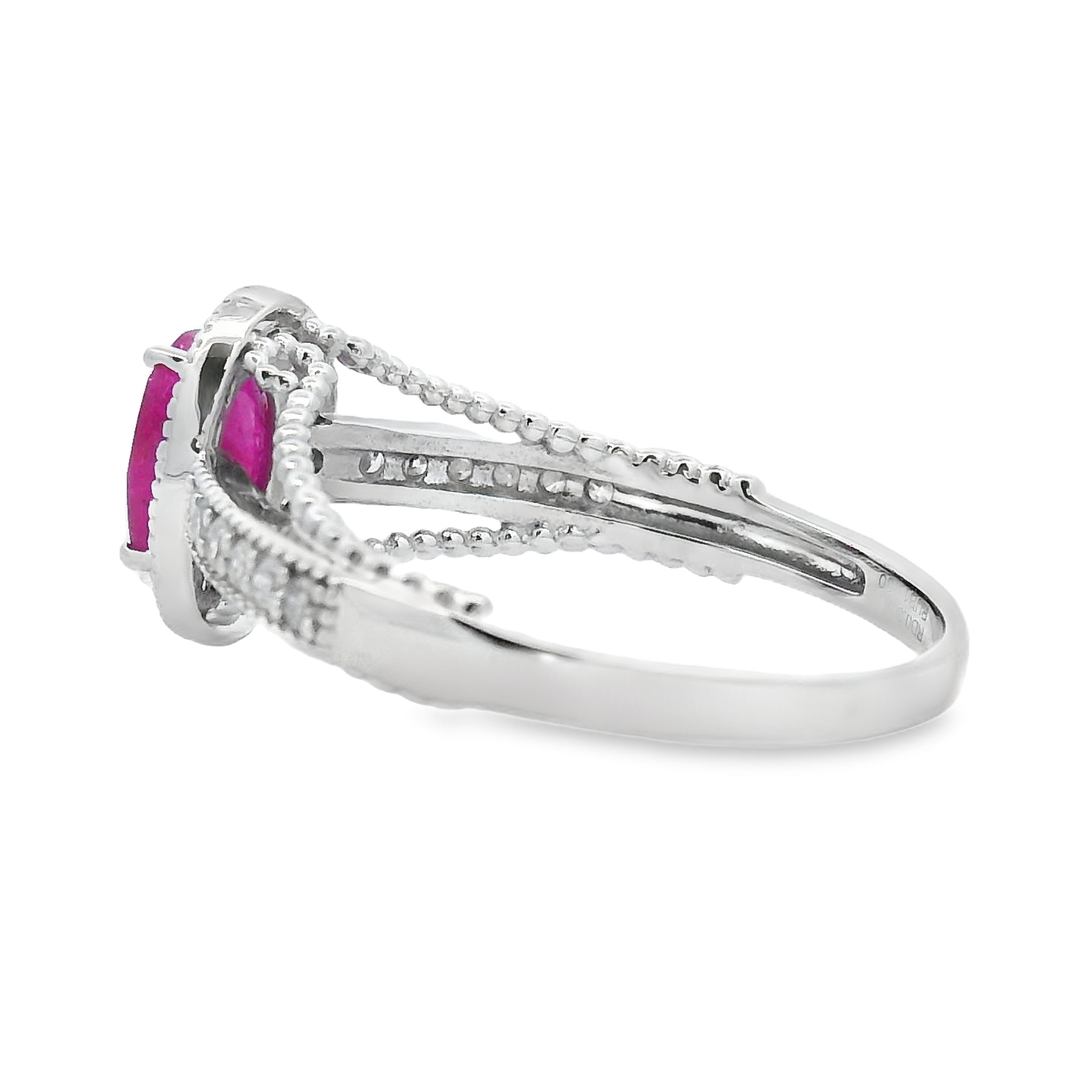 Genuine 1.35ct Ruby Diamond Ring 14KT White Gold