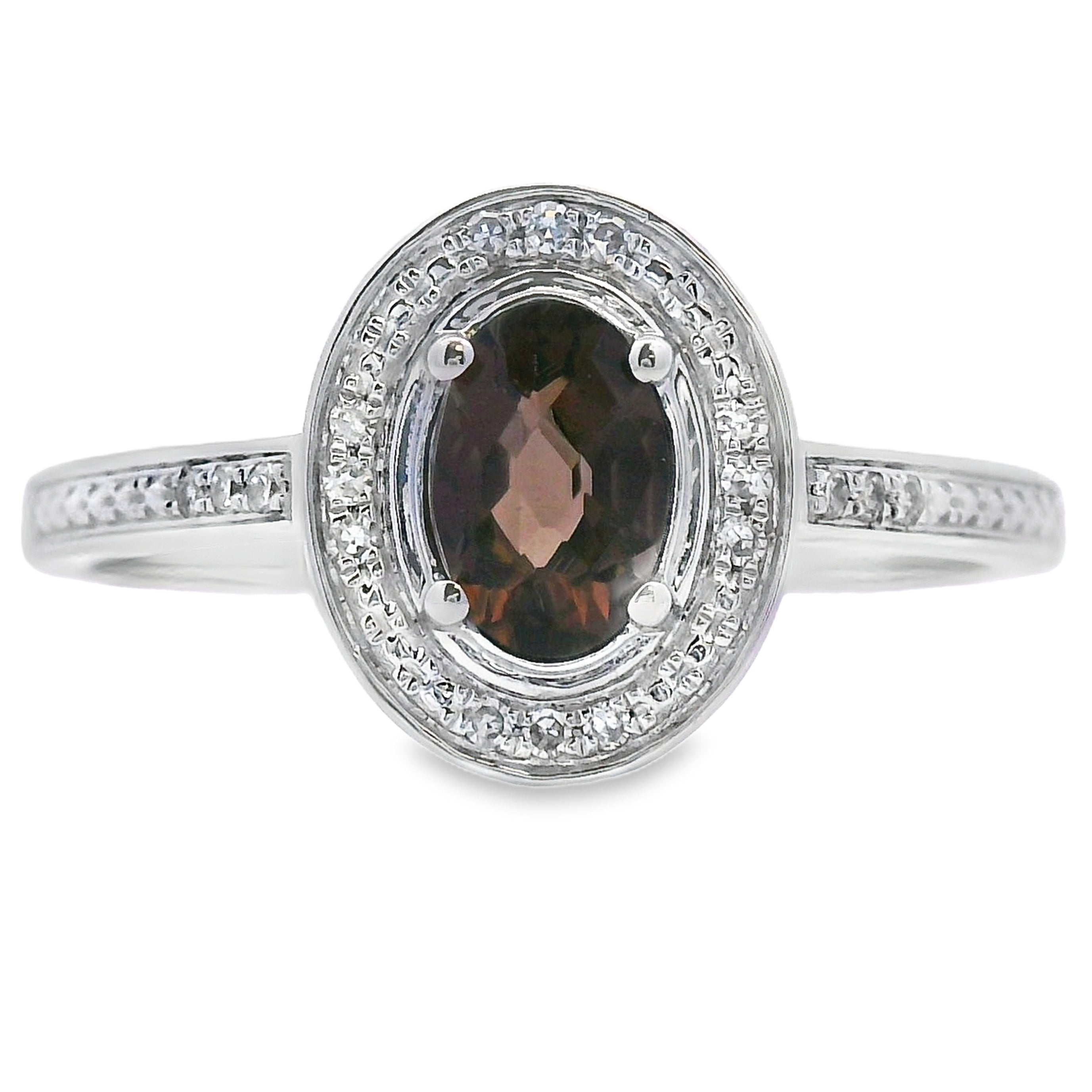 Genuine .42ct Quartz Diamond Ring 10KT White Gold