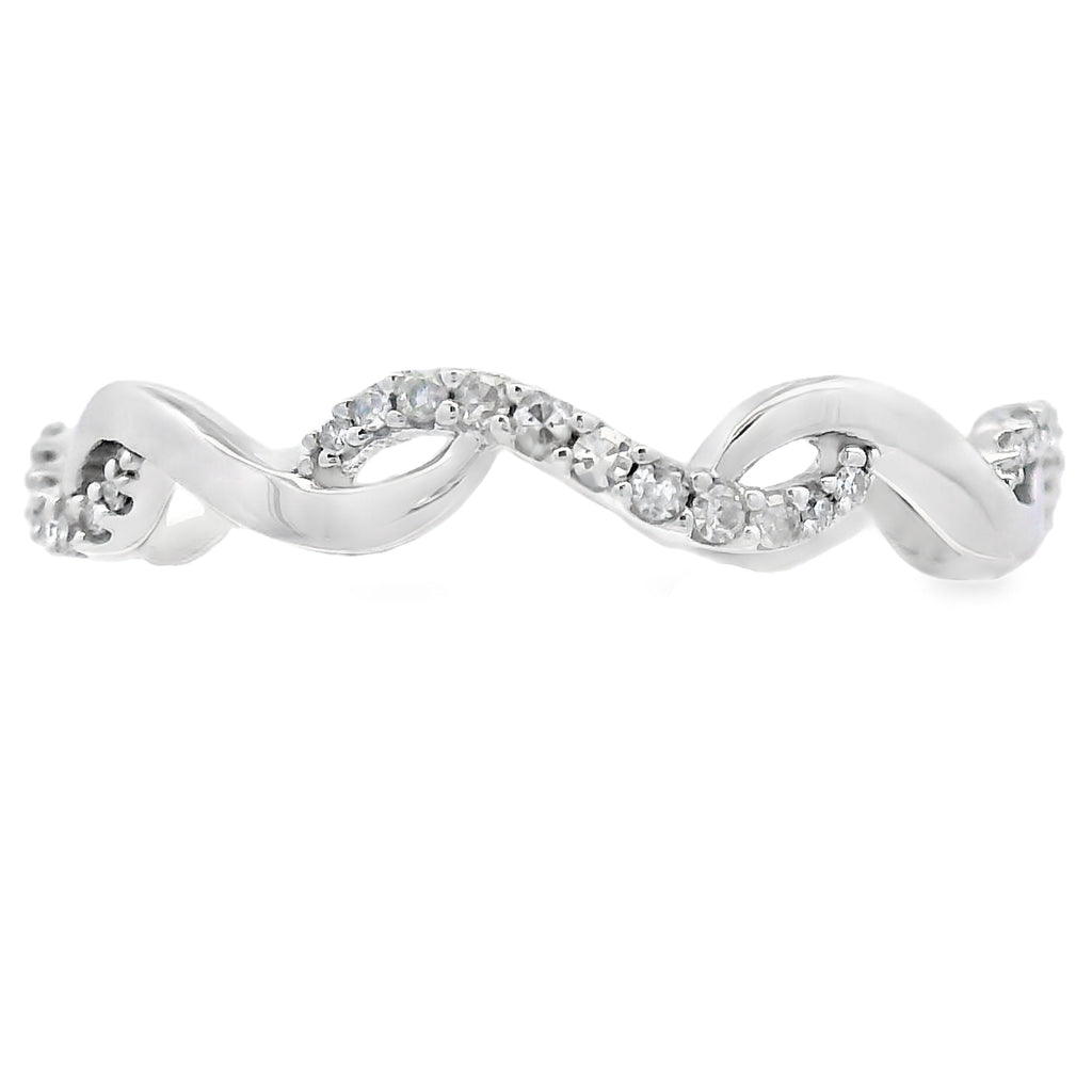 Genuine .17ct Diamond Wedding Band Ring 14KT White Gold