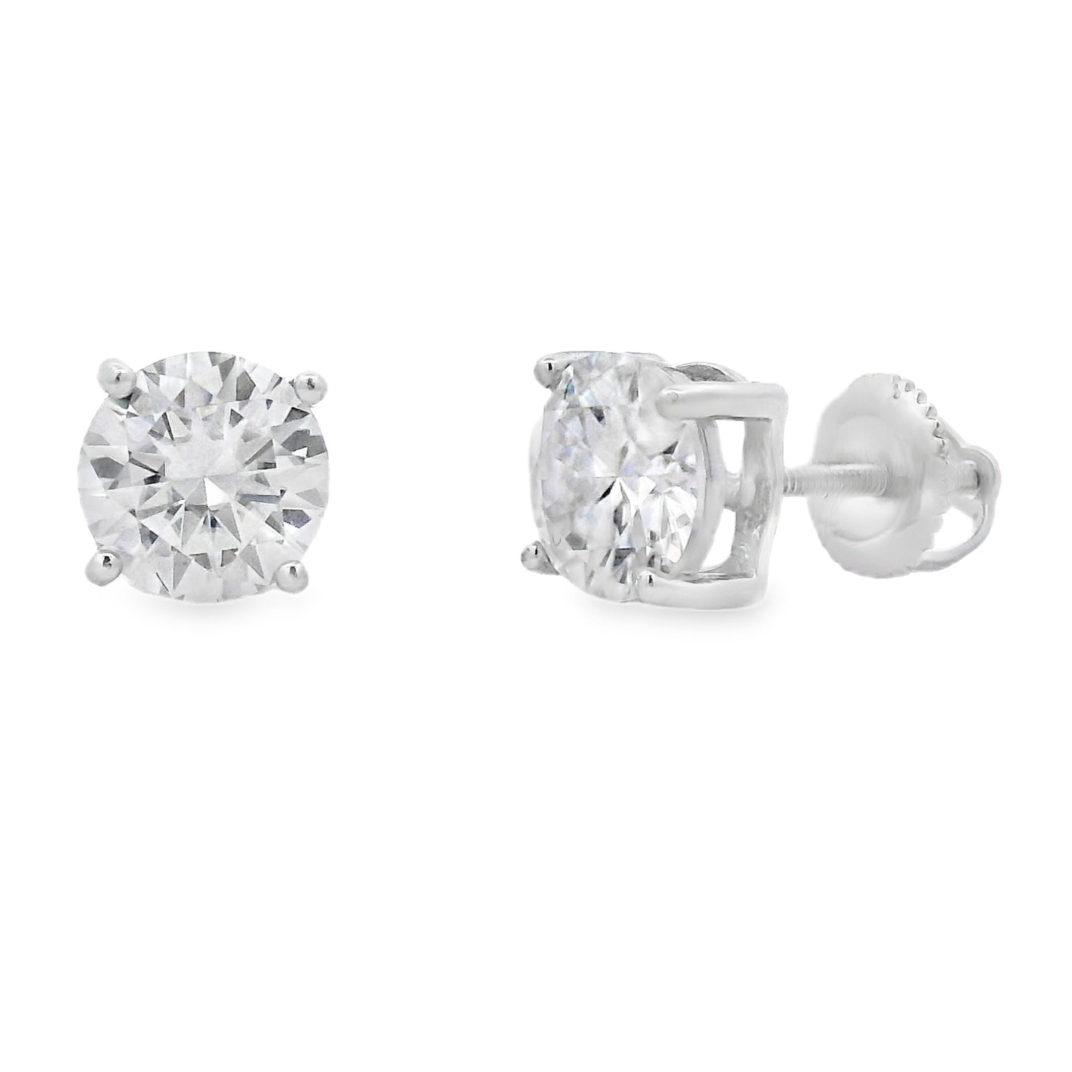 Genuine 2.40ct Moissanite Stud Earrings Sterling Silver
