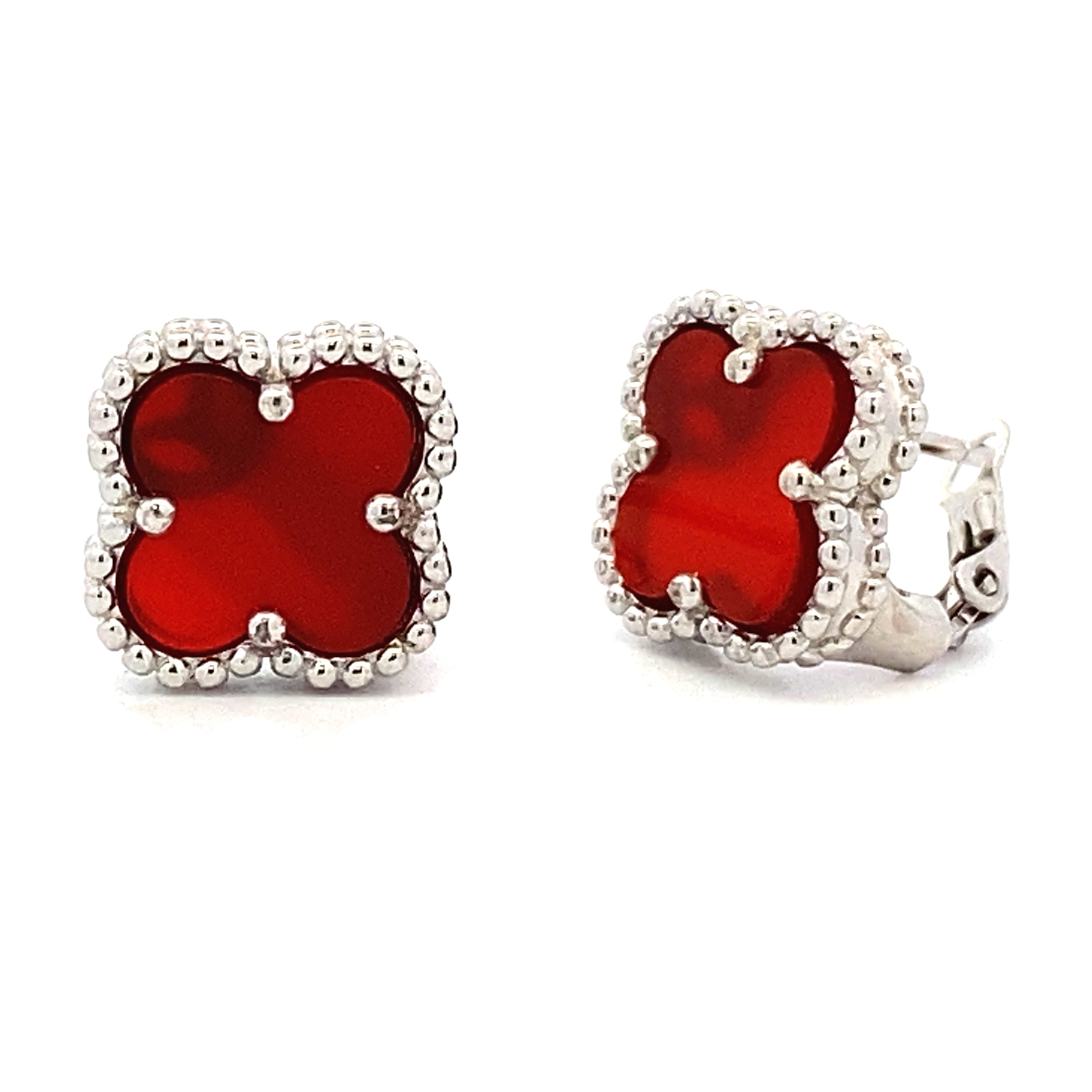 Natural Carnelian Earrings Sterling Silver