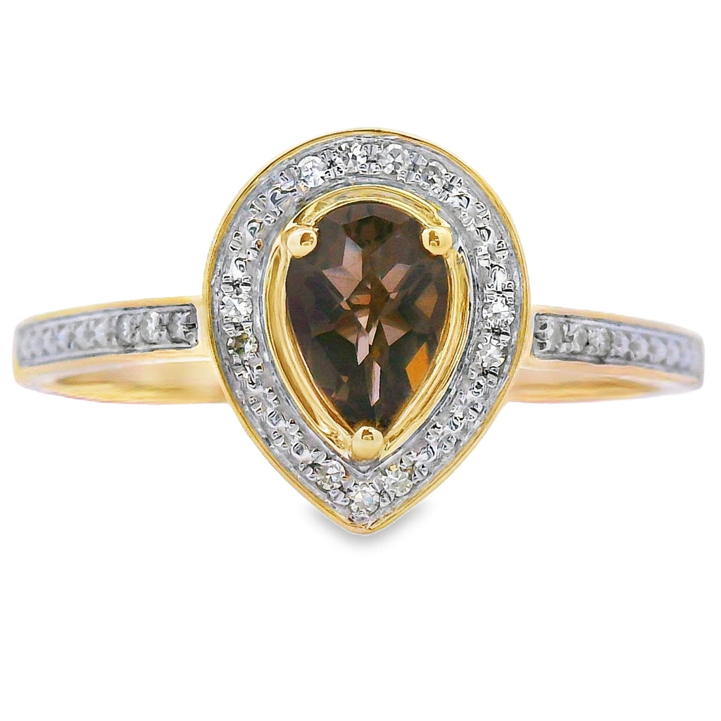 Natural .46ct Quartz Diamond Ring 10KT Yellow Gold