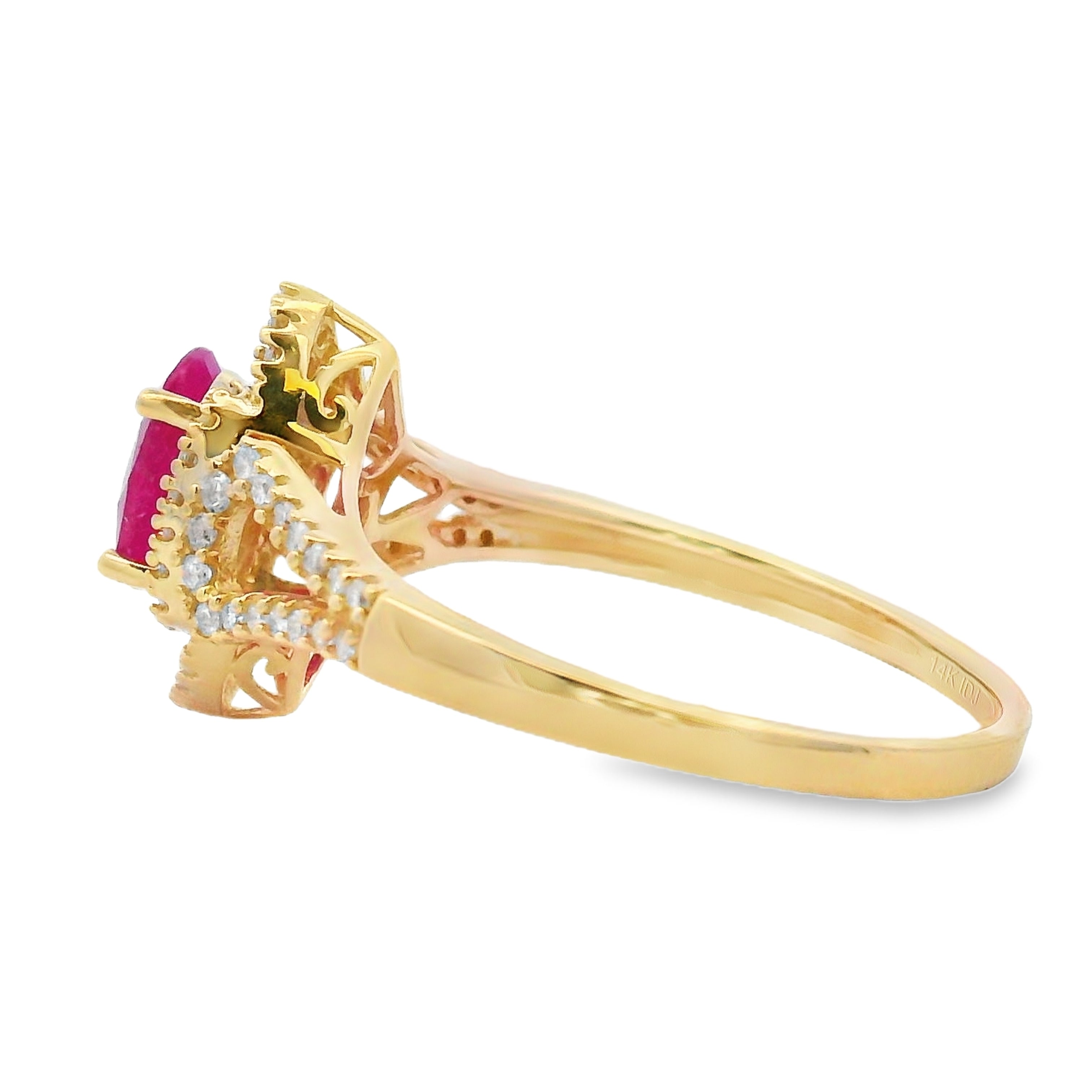 Genuine 1.26ct Ruby Diamond Ring 14KT Yellow Gold