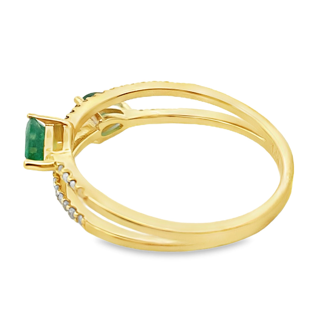 Genuine .50ct Emerald Diamond Ring 14KT Yellow Gold
