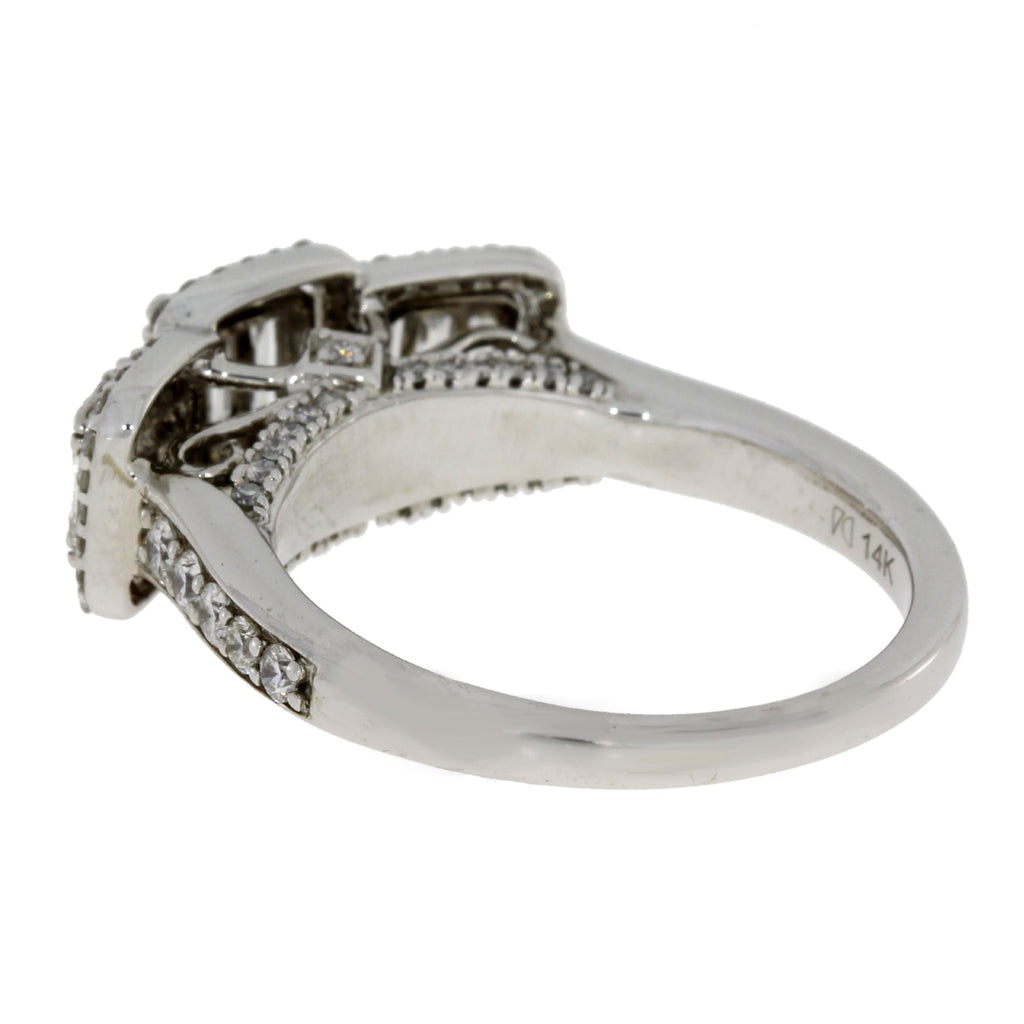 Natural 1.00ct Diamond 3 Stone Ring 14KT White Gold