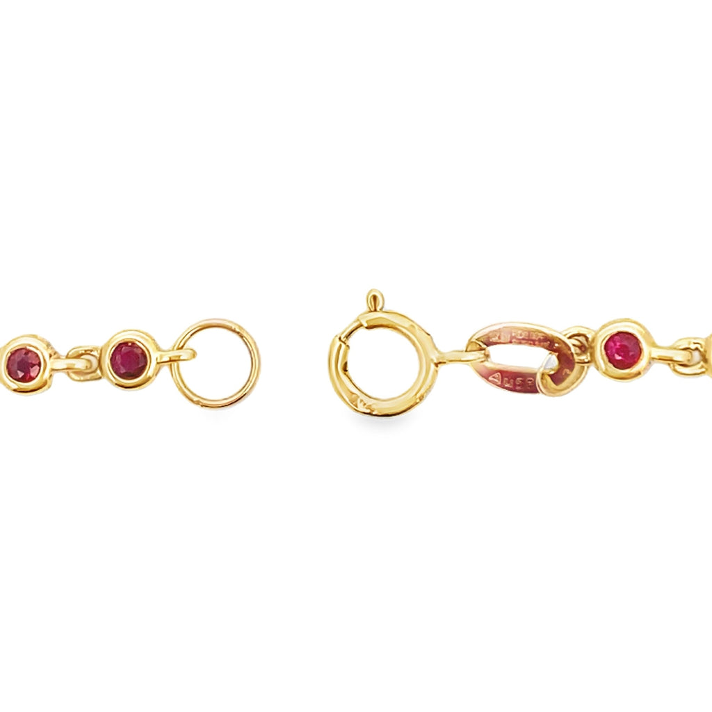 Natural .95ct Ruby Diamond Bracelet 14KT Yellow Gold