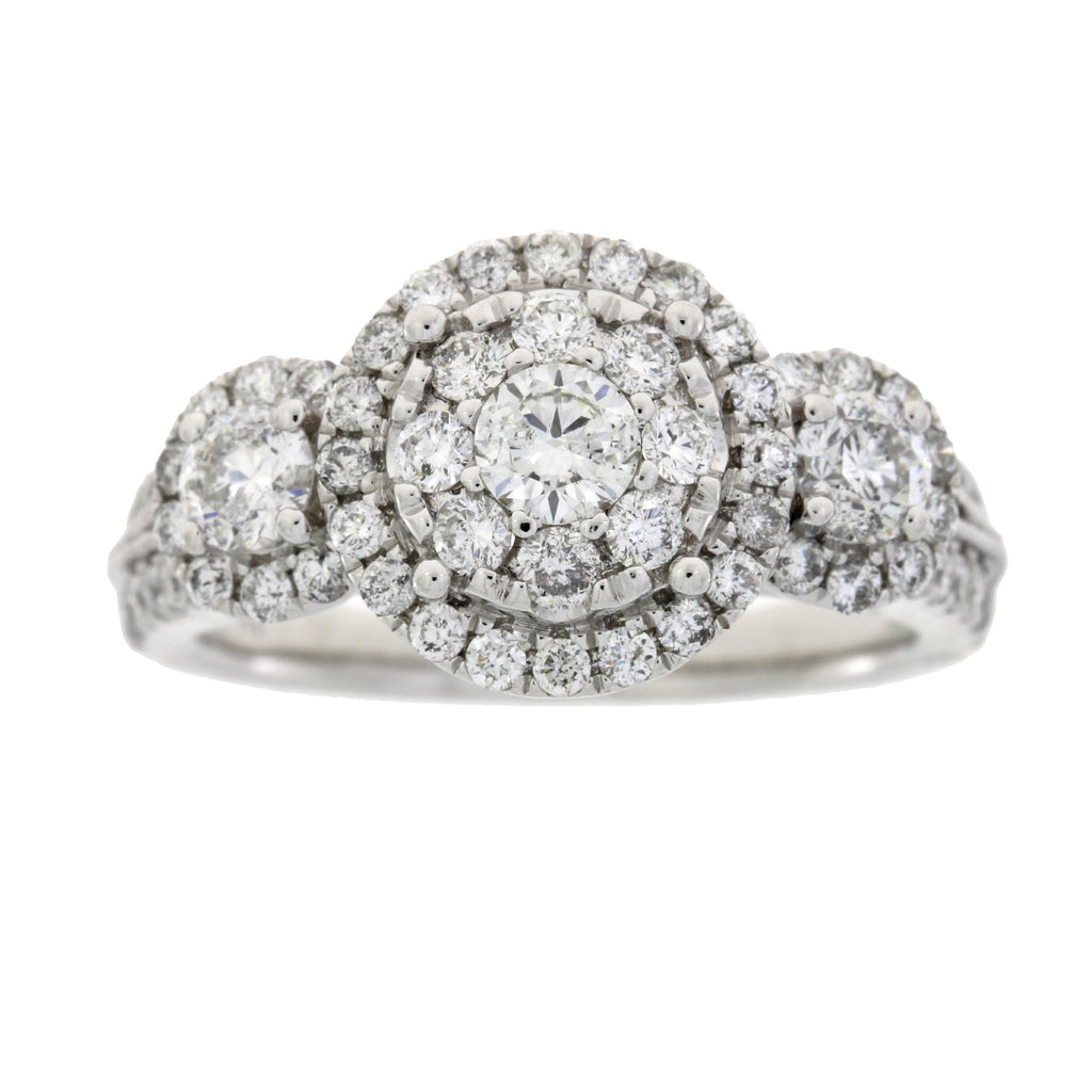 Natural 1.50ct Diamond 3 Stone Ring 14KT White Gold