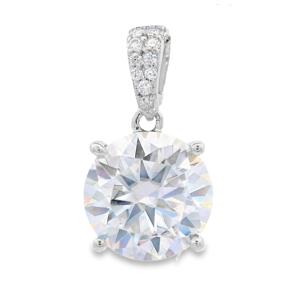 Genuine 4.00ct Moissanite Pendant Sterling Silver