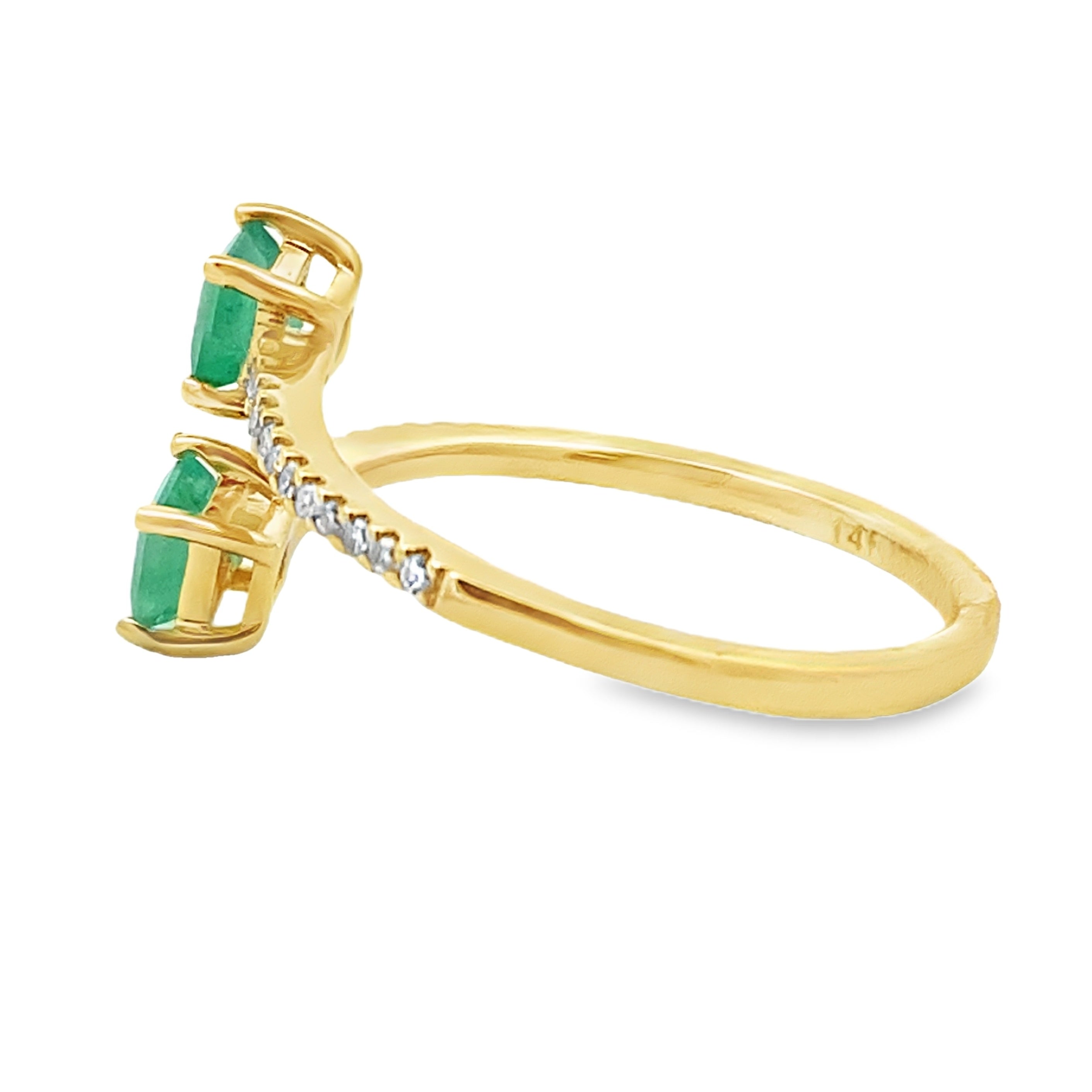 Genuine .47ct Emerald Diamond Ring 14KT Yellow Gold
