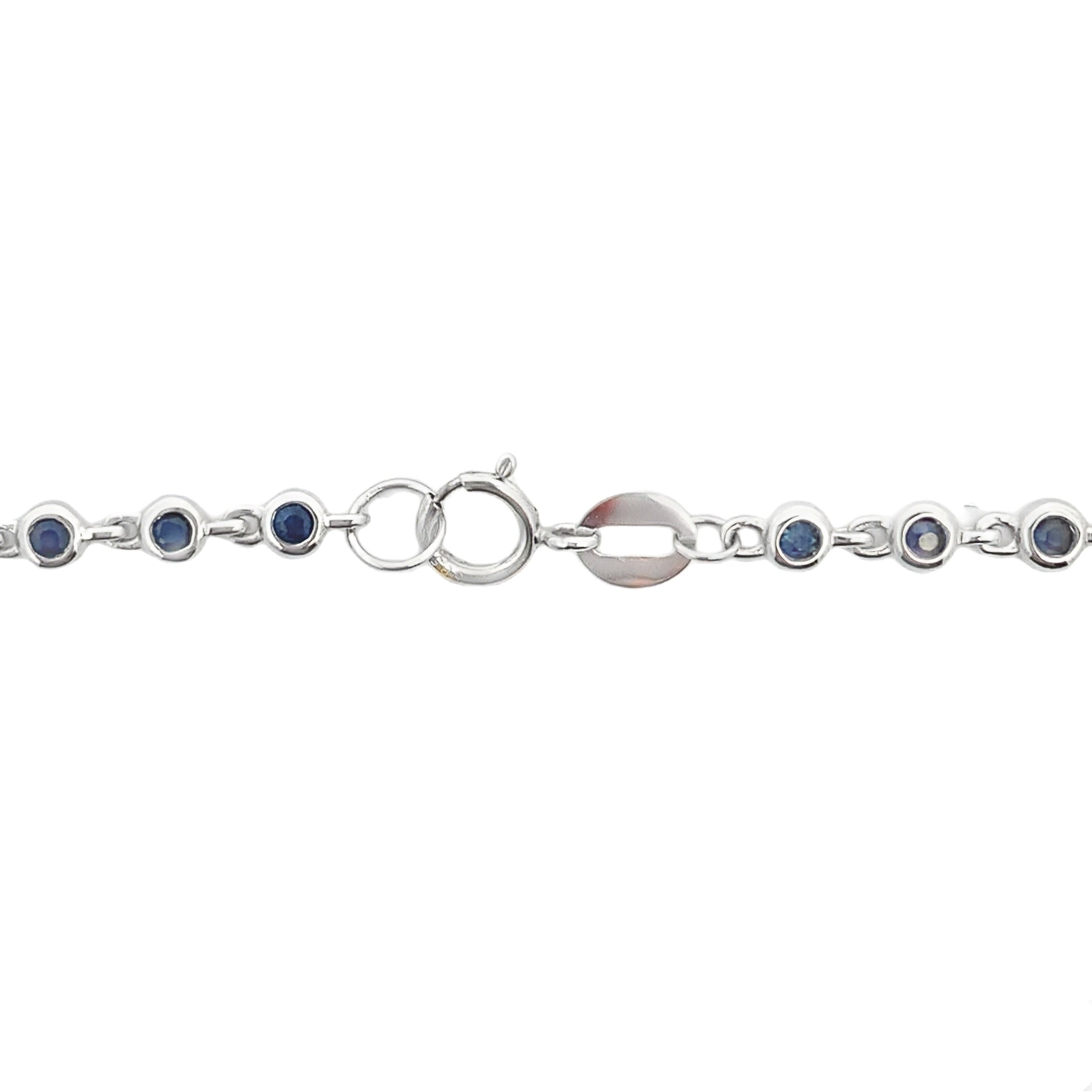 Natural .87ct Sapphire Diamond Bracelet 14KT White Gold