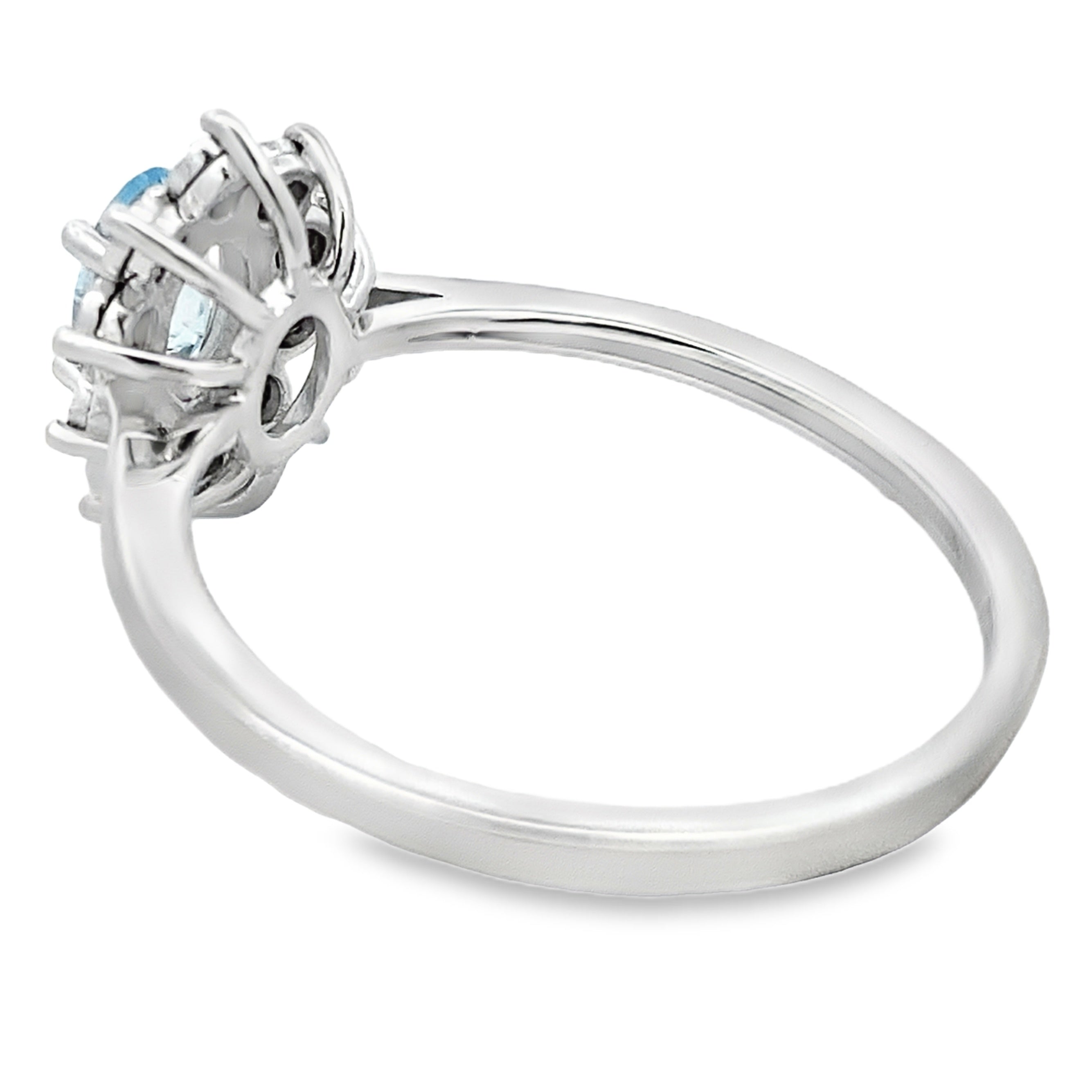 Genuine .43ct Aquamarine Diamond Ring 10KT White Gold