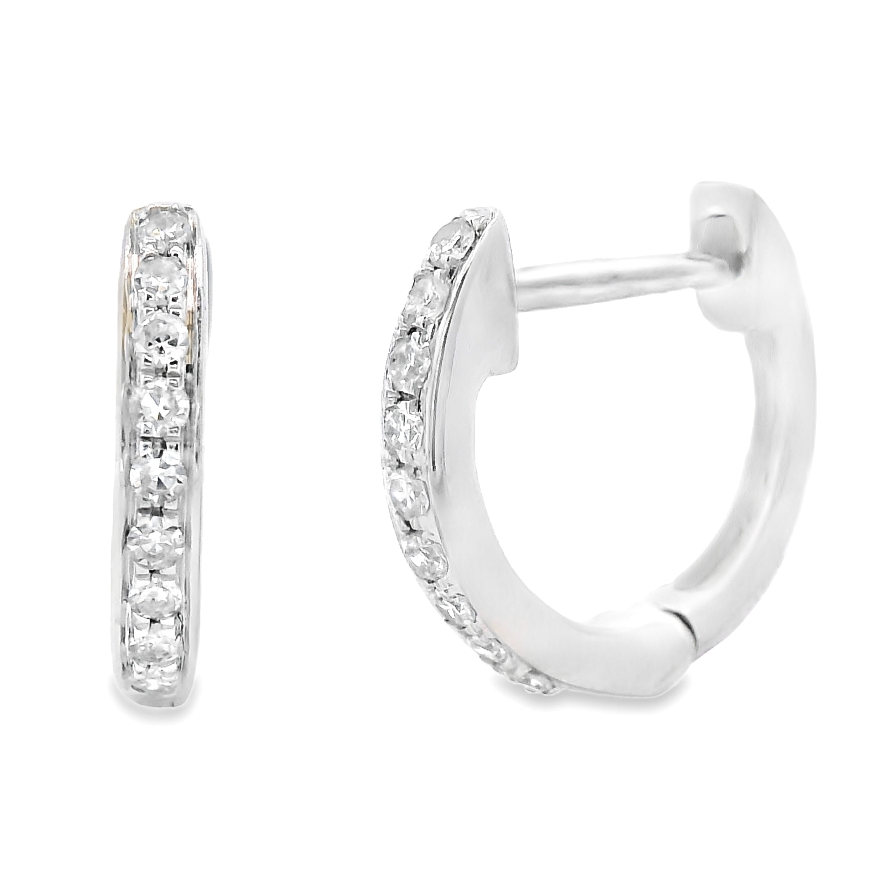 Natural .09ct Diamond Hoop Earrings 10KT White Gold