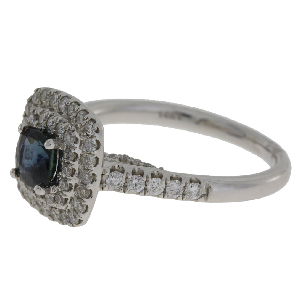 Natural 1.22ct Sapphire Diamond Ring 14KT White Gold