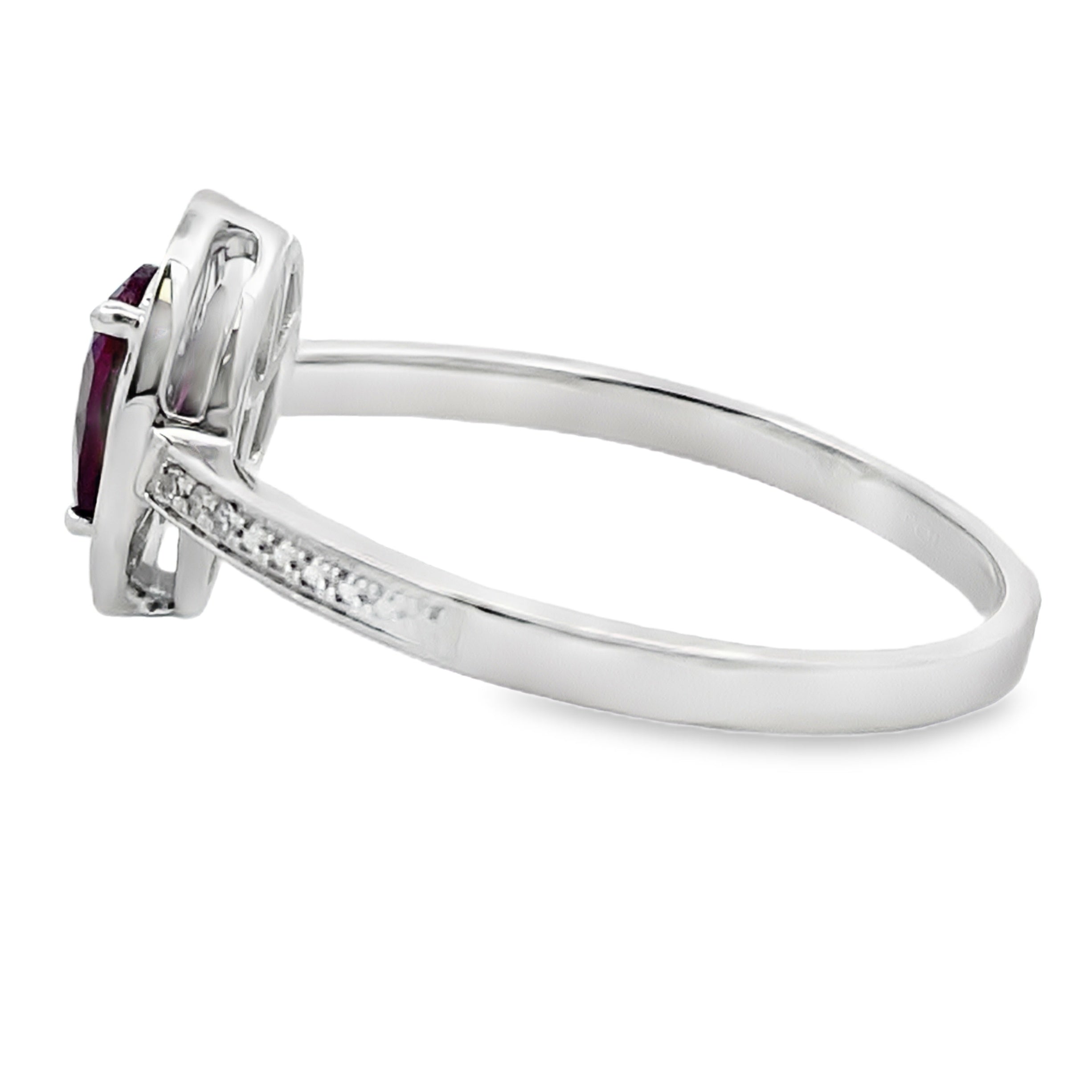 Natural .56ct Garnet Diamond Ring 10KT White Gold