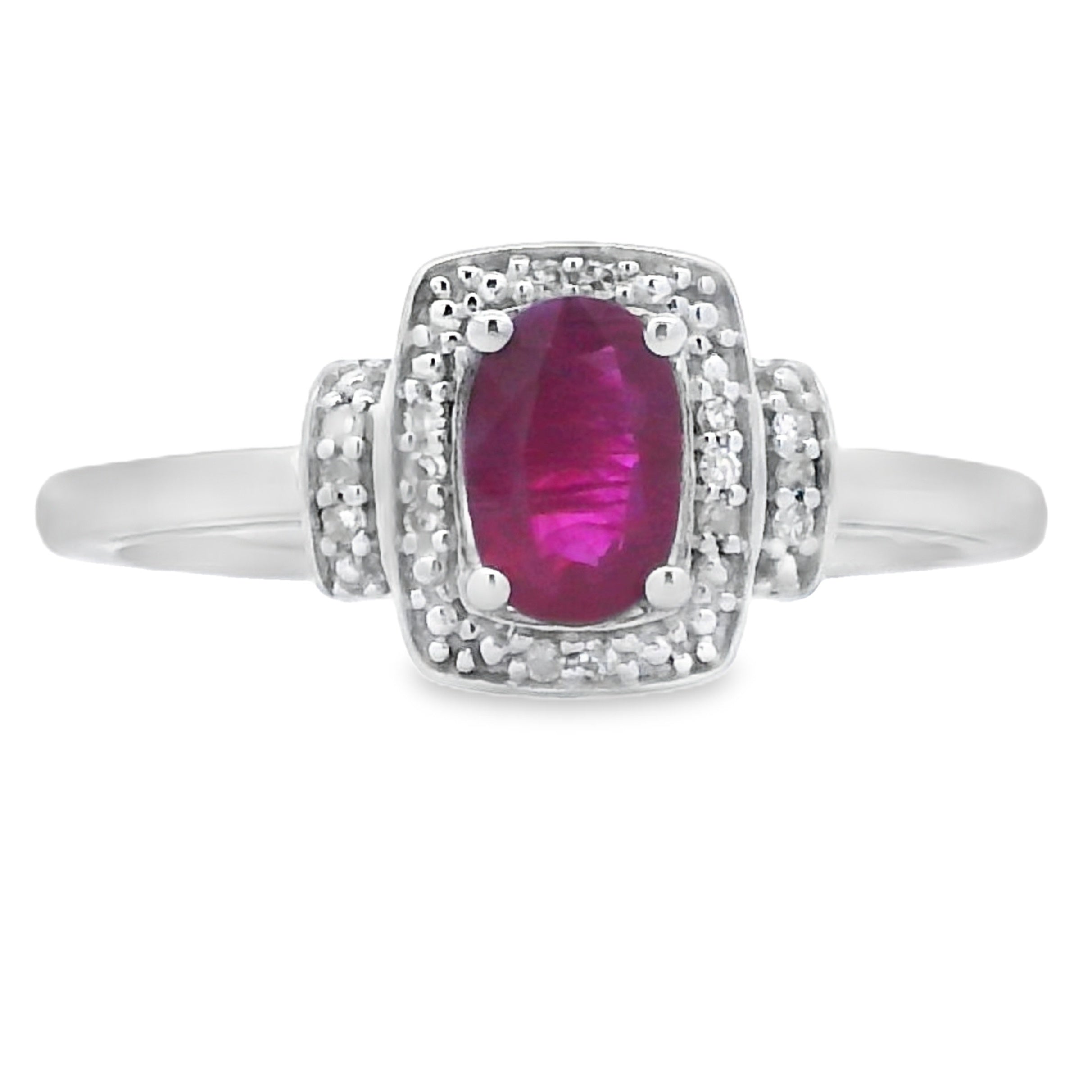 Natural .65ct Ruby Diamond Ring 10KT White Gold