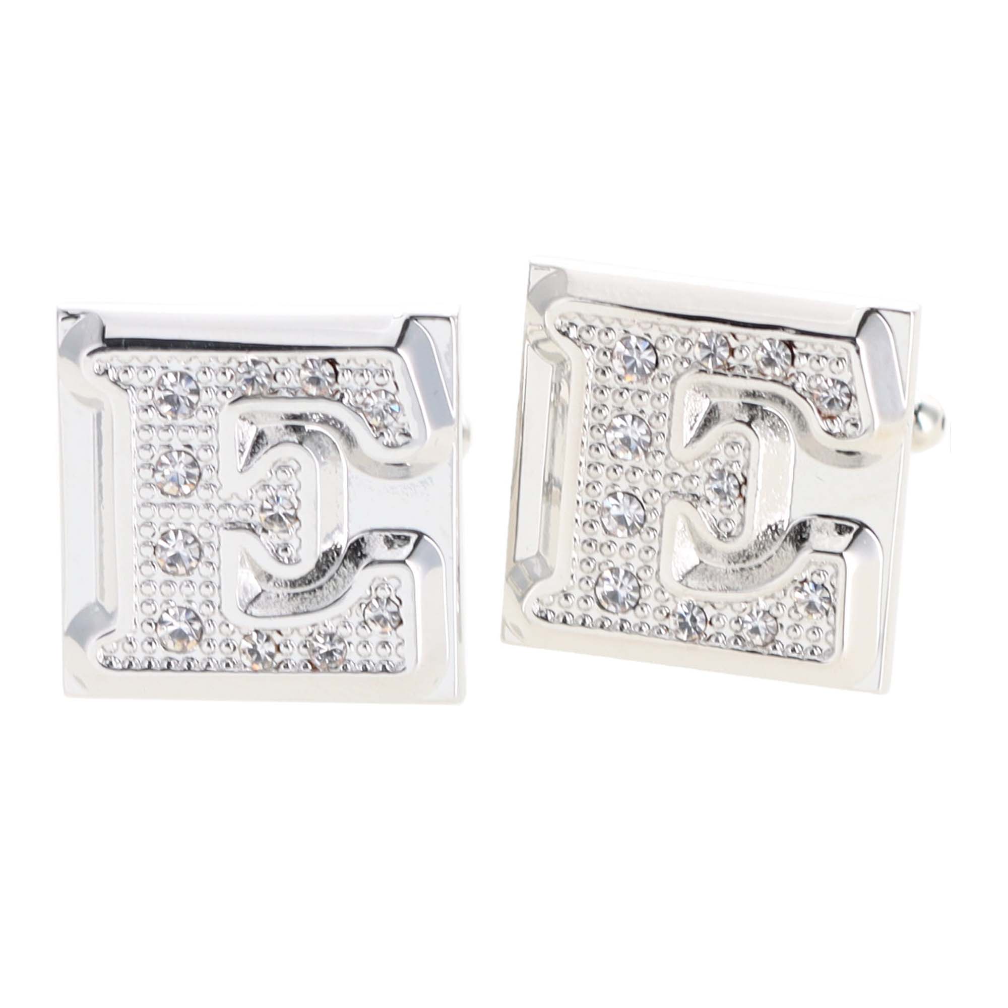 Vittorio Vico Rhinestone Initial Cufflinks in Gift Box
