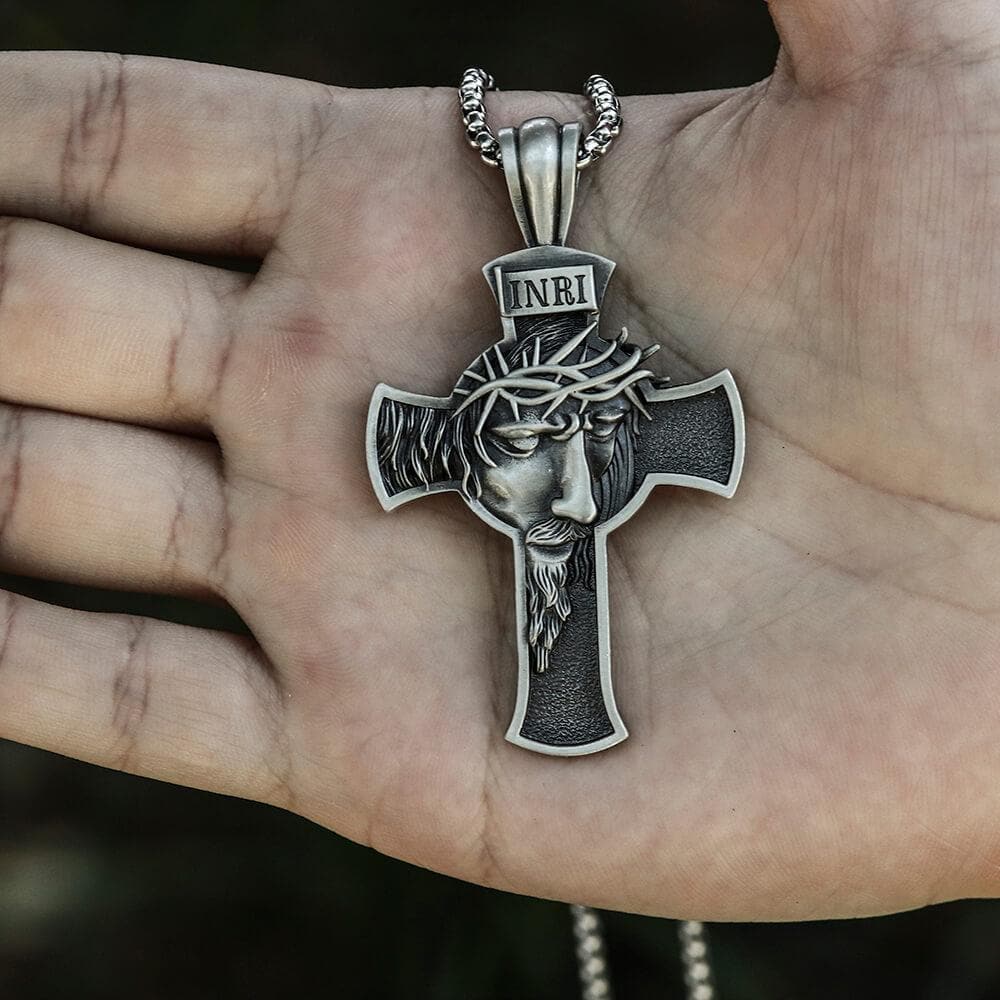 INRI Christian Cross Pure Tin Necklace