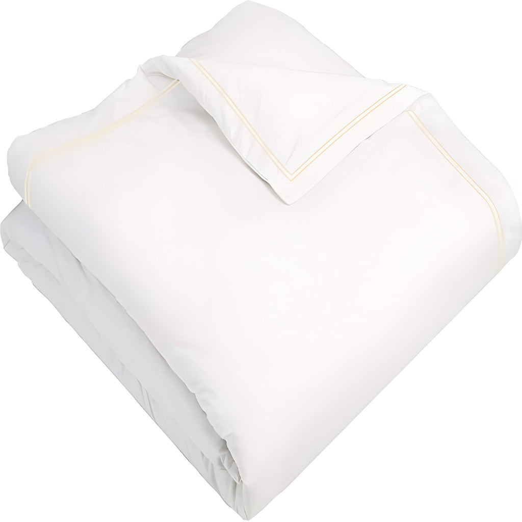 400TC Cotton Double Edge Embroidery Sateen Solid Duvet Cover Set