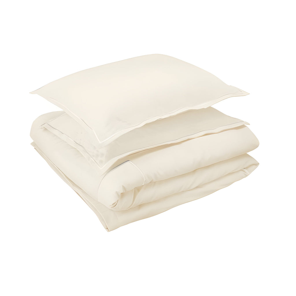 400TC Cotton Luxurious Single Embroidery Sateen Solid Duvet Cover Set