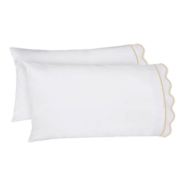400TC Cotton Scallop Embroidery & Border Sateen Solid Sheet Set