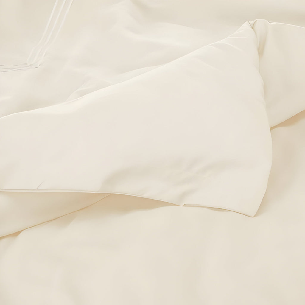 400TC Cotton Luxurious Triple Embroidery Sateen Solid Duvet Cover Set
