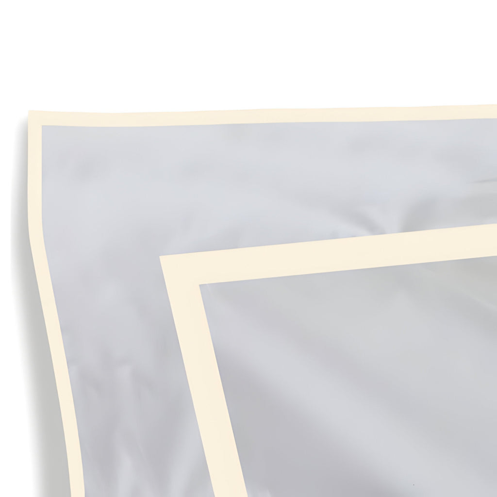 400TC Embroidery & Border Cotton Sateen Solid Duvet Cover Set