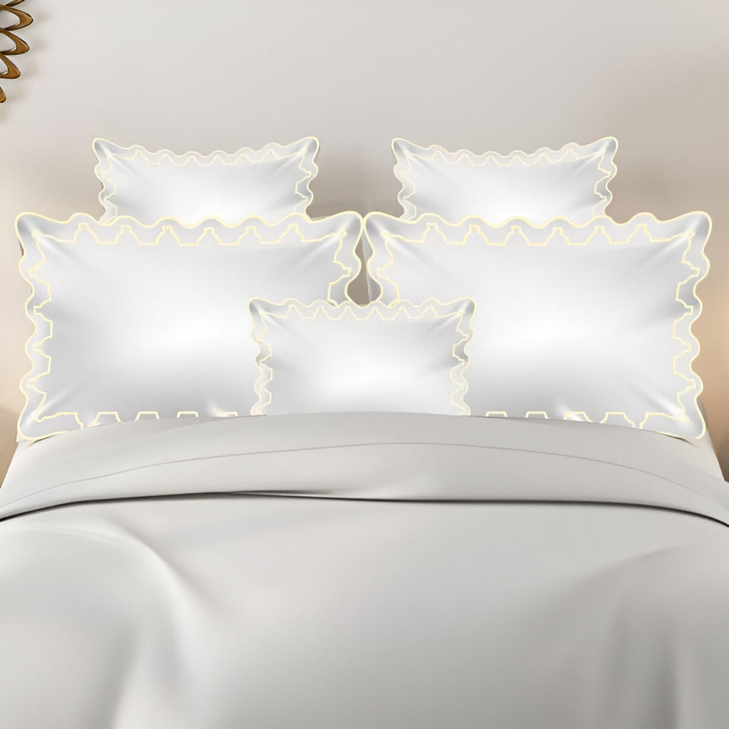 Imaginary Scallop 400TC Cotton Embroidery Sateen Solid Duvet Cover Set