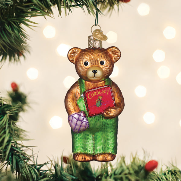 Corduroy Holding Book Ornament