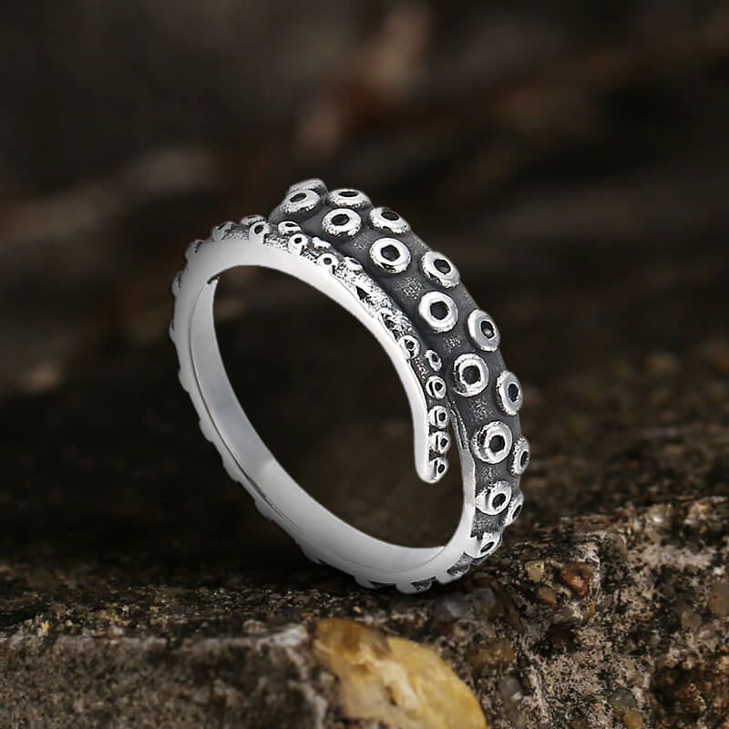 Kraken Octopus Arm Stainless Steel Ring