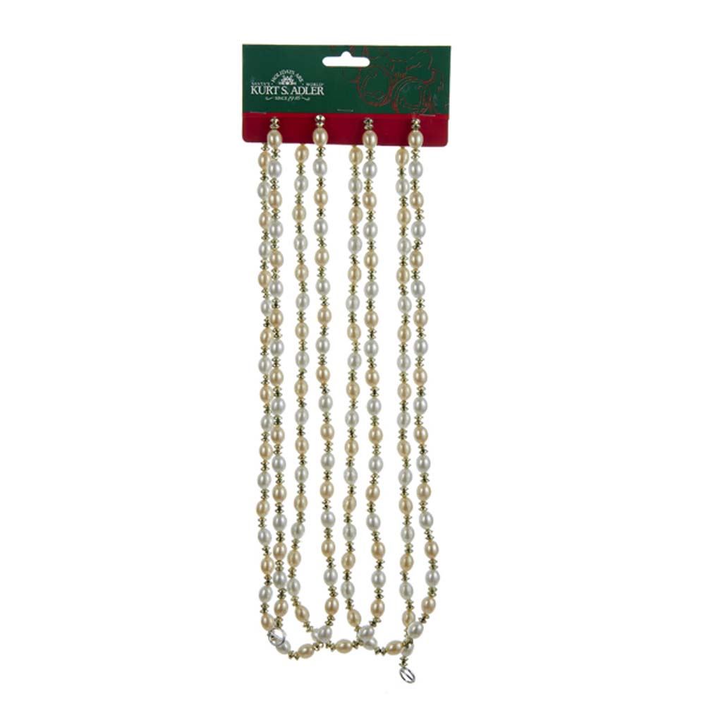 9 Foot Ivory and Gold Beaded Garland