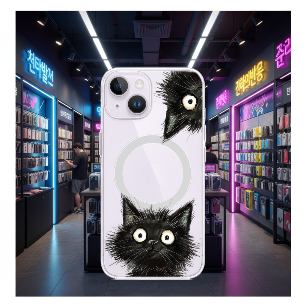 Curious Black Cat Magnetic Clear Case for iPhone Series